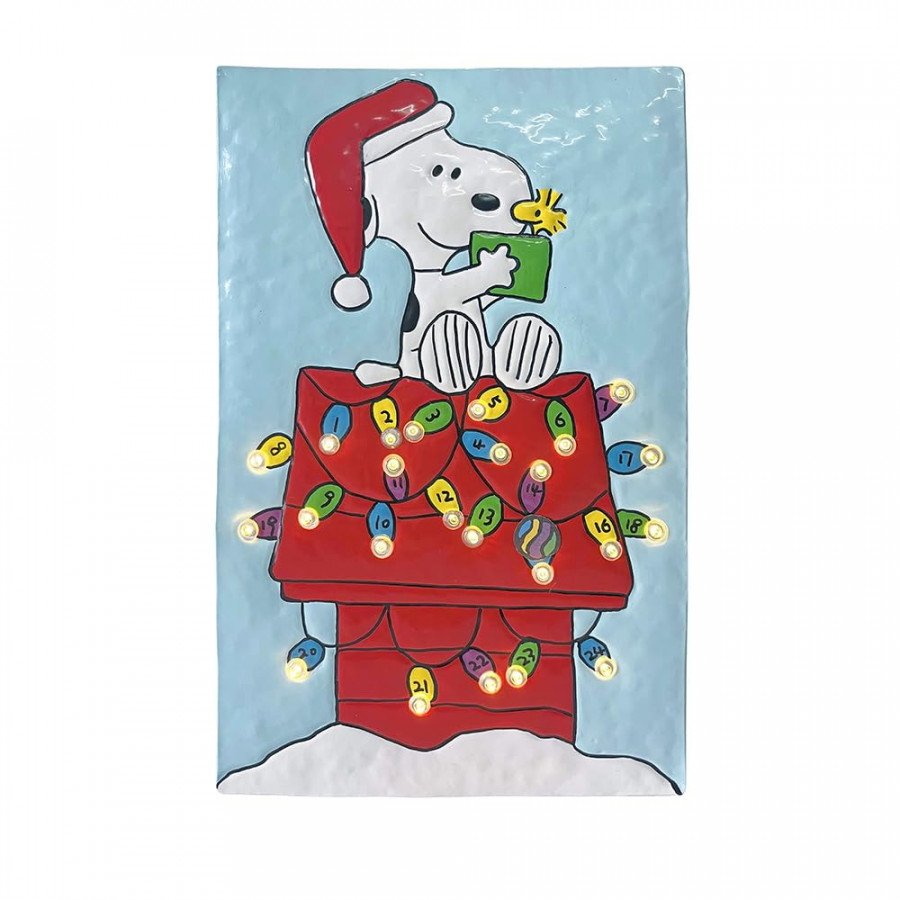 IN PEANUTS METAL SNOOPY ADVENT CALENDAR W/Battery Operated LIGHTS, HAND  PAINTED