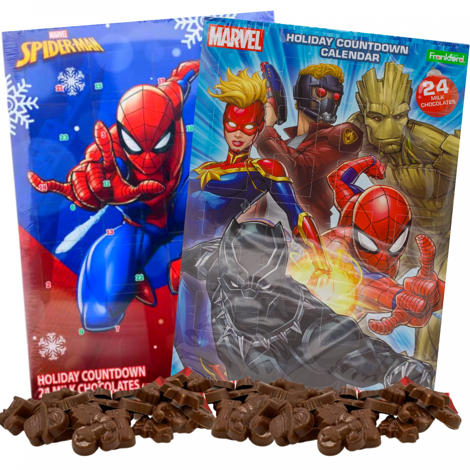 Needzo Marvel Avengers X Spiderman Advent Calendar ,  Day Holiday  Countdown with Milk Chocolate Pieces, Pack of