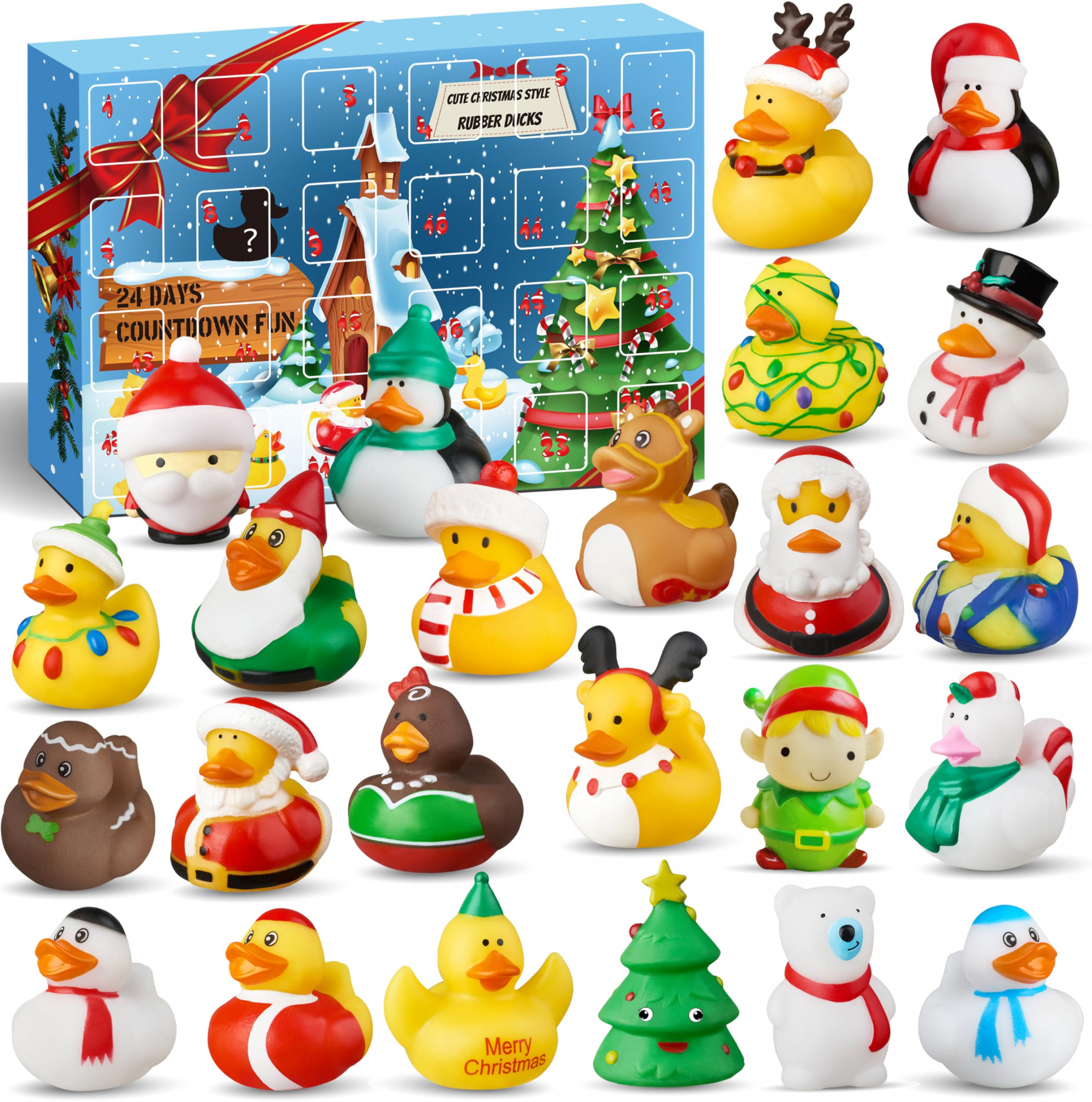 Rubber Duck Advent Calendar , Christmas Ducks Bath Toys Advent Calendar  for Kids, Rubber Duckie for Jeep Ducking, Advent Calendars, Toddler, Baby,