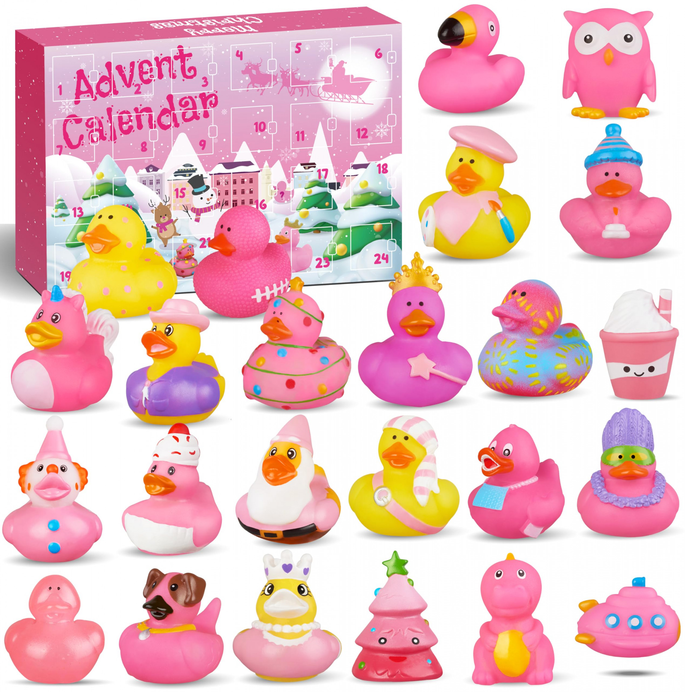 Rubber Duck Advent Calendar ,  Days of Countdown Christmas Gifts for  Girls, Toddlers , , ,  Year Old, - Kids, Adults, Duckie Bath Toys