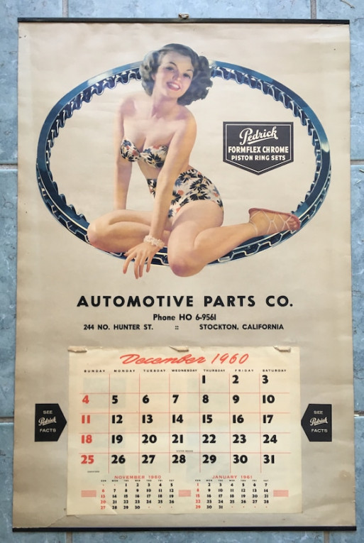 Vintage Pin-up Calendar Automotive Pedrick Formflex Foam Piston