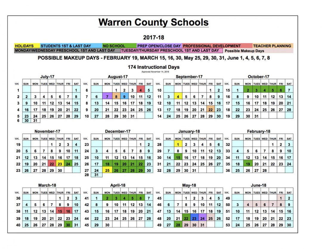 Warren Co Schools on X: "Board approves - School Calendar