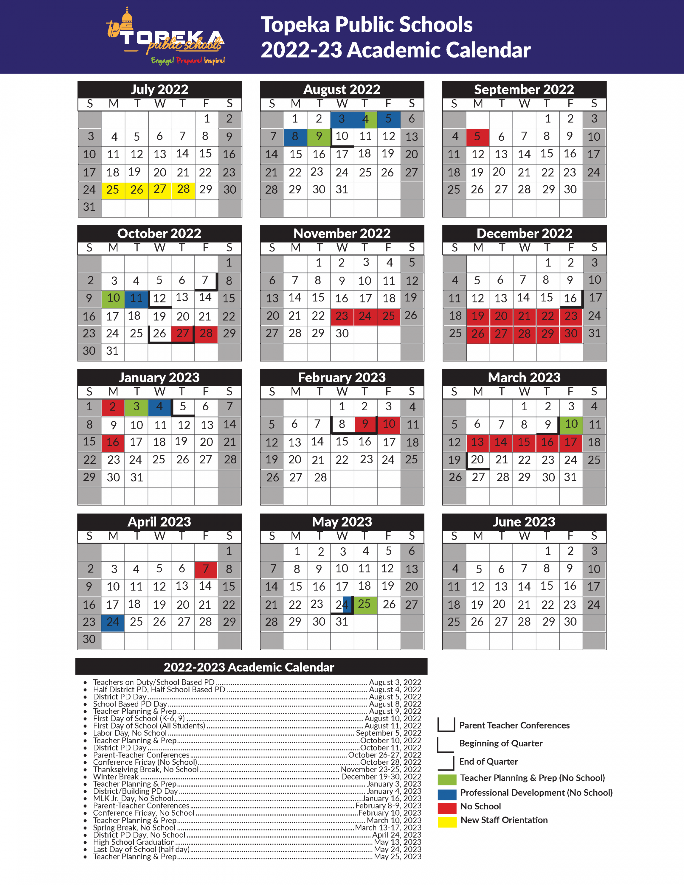 - Academic Calendar - Topeka Public Schools