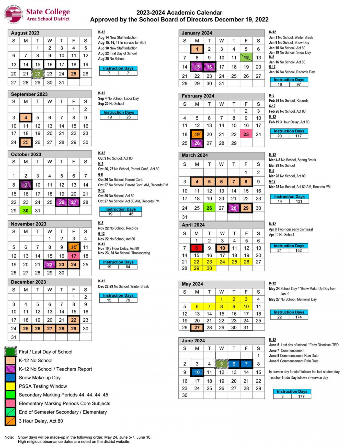 - Academic Calendar