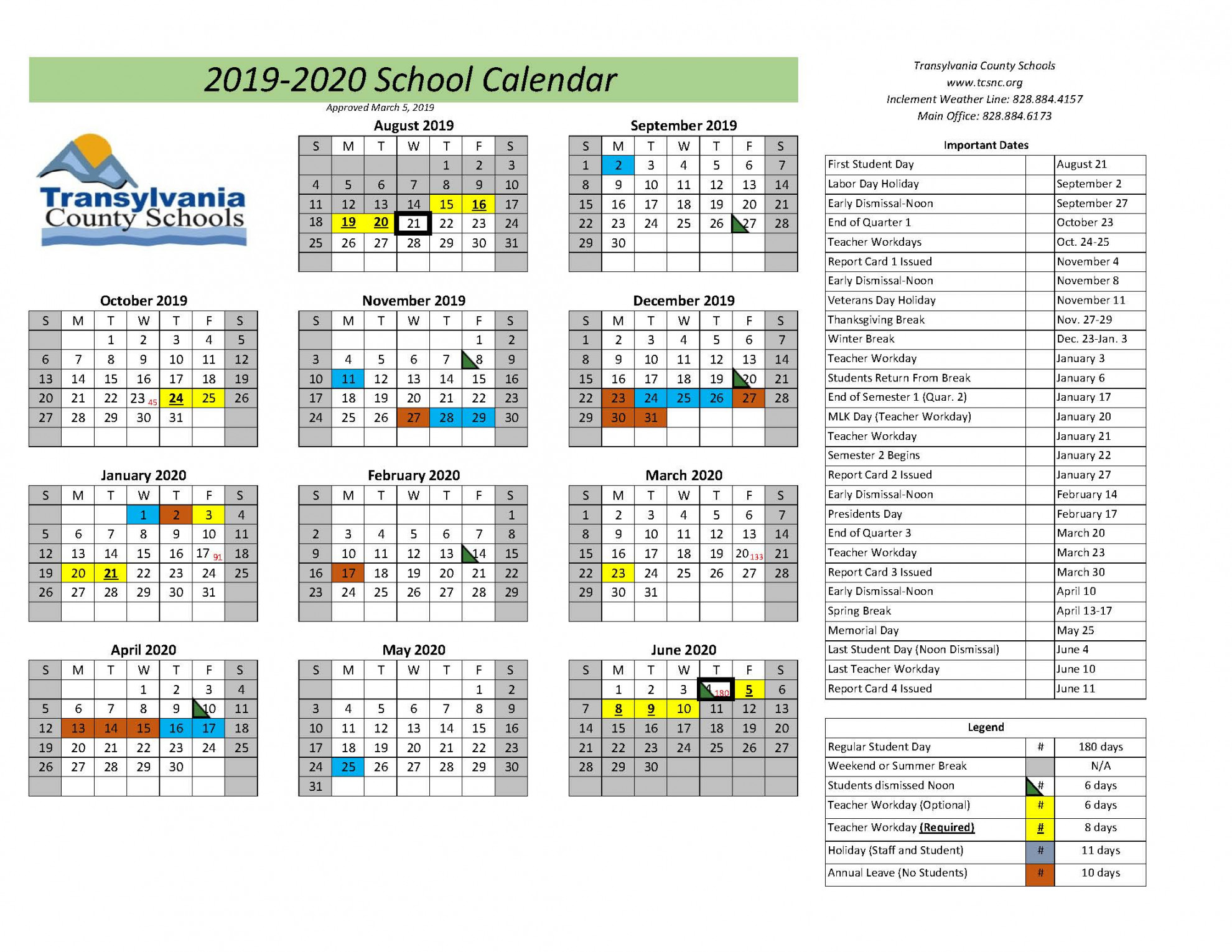 Calendars - Transylvania County Schools