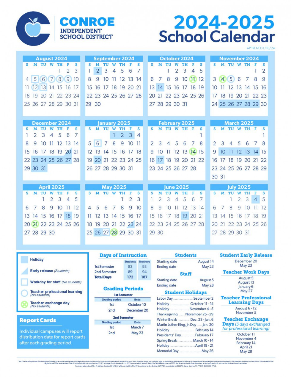 Conroe ISD - Calendar - Hello Woodlands