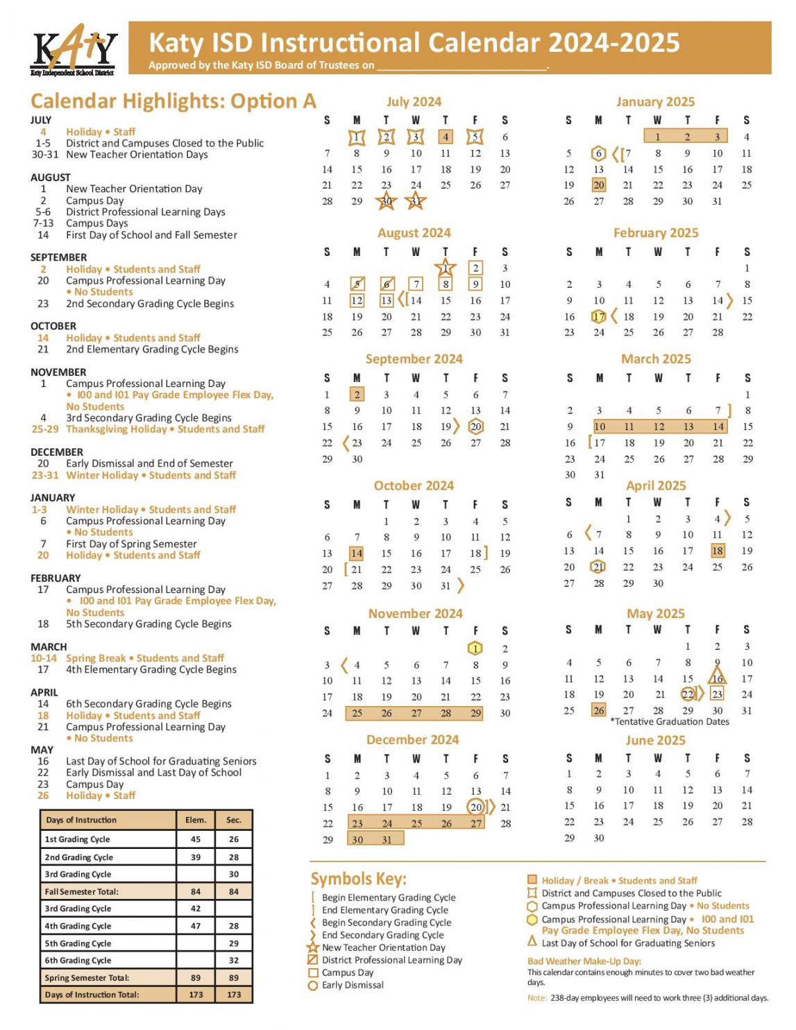 Katy ISD Approves -Â Instructional Calendar