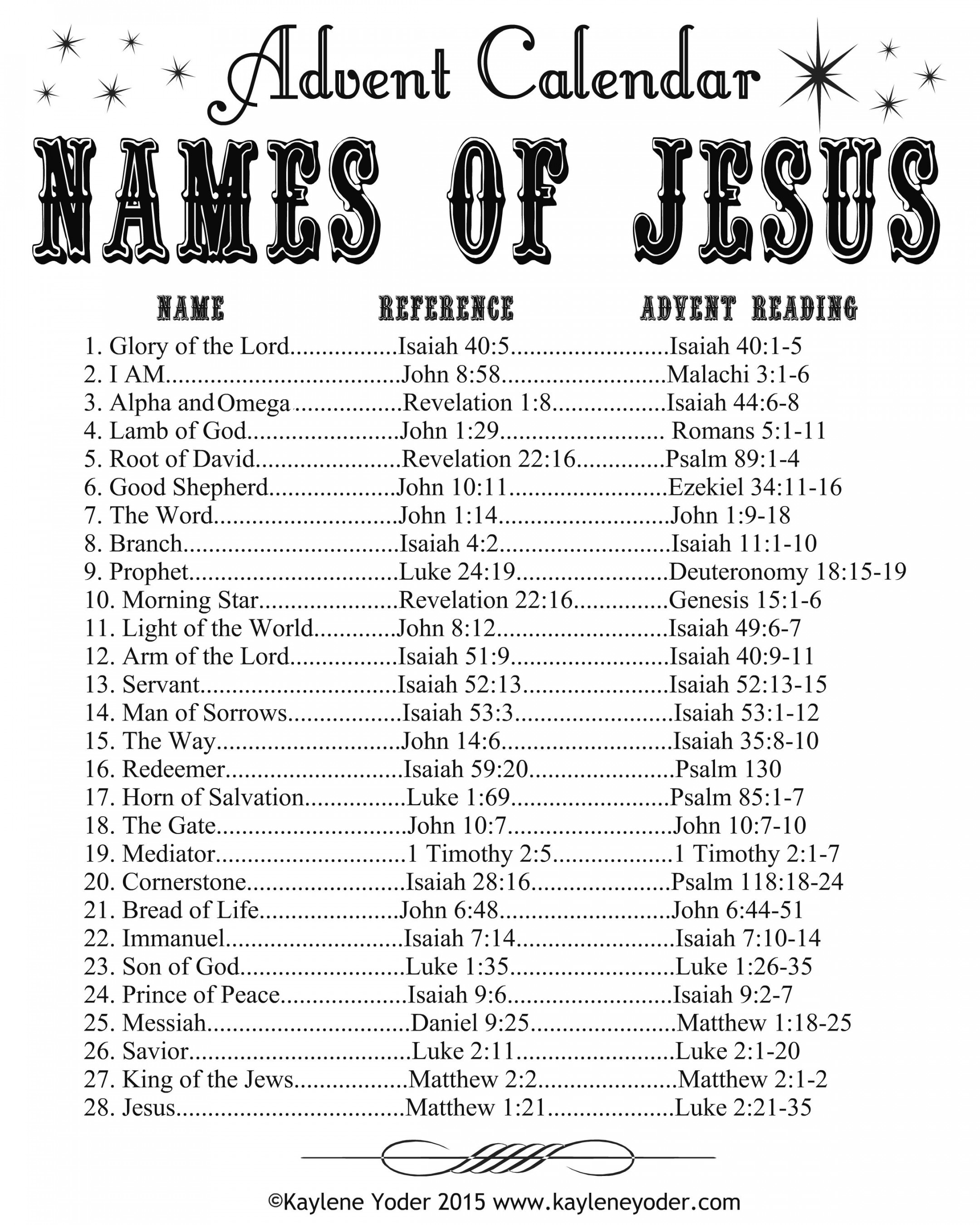 Names of Jesus Advent Calendar and Christmas Pack - Kaylene Yoder