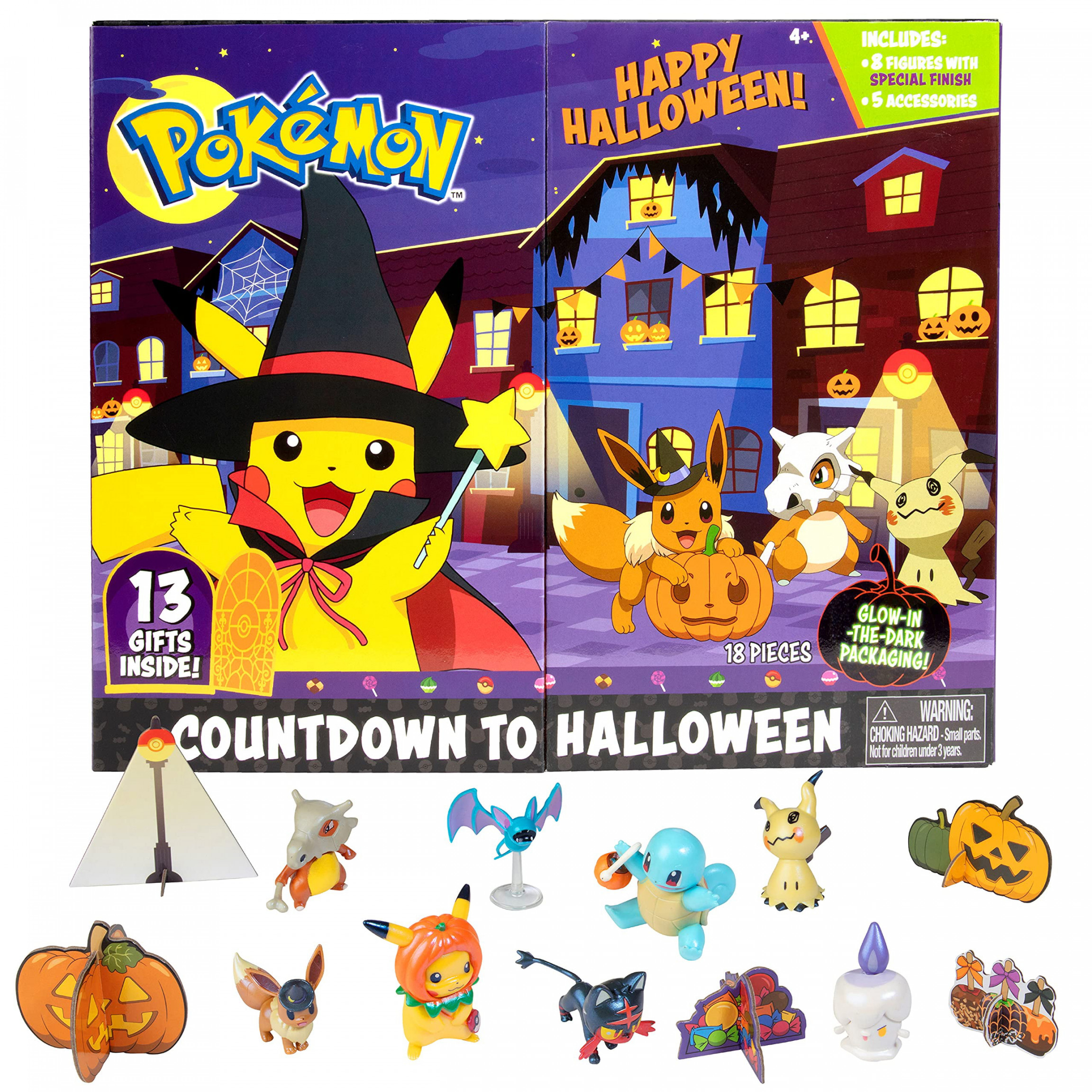 Pokemon  Halloween Advent Countdown Calendar for Kids,  Pieces -  Includes  Toy Character Figures &  Accessories - Ages +
