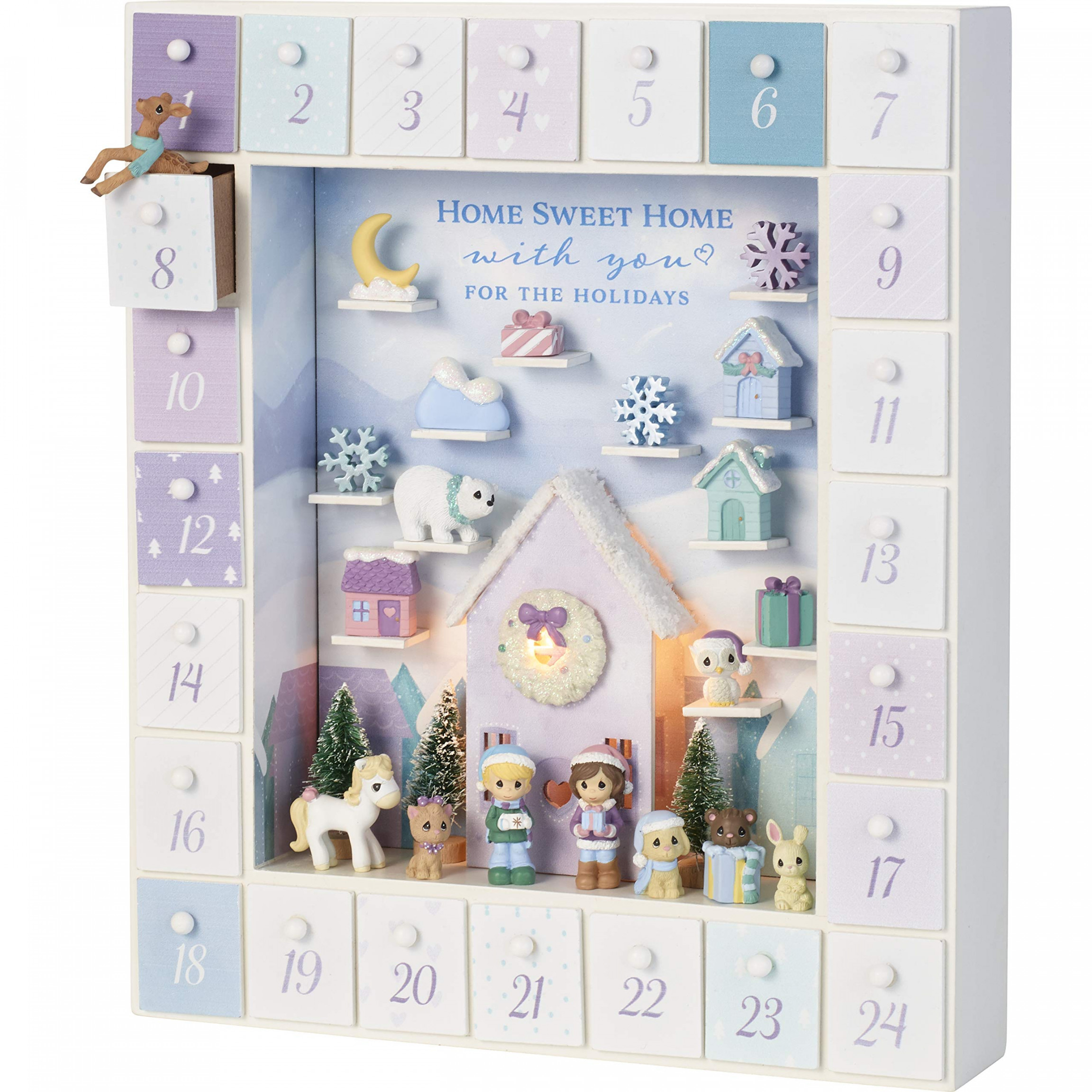 Precious Moments  Winter Moments LED Wood/Resin Advent Calendar, One  Size, Multicolored