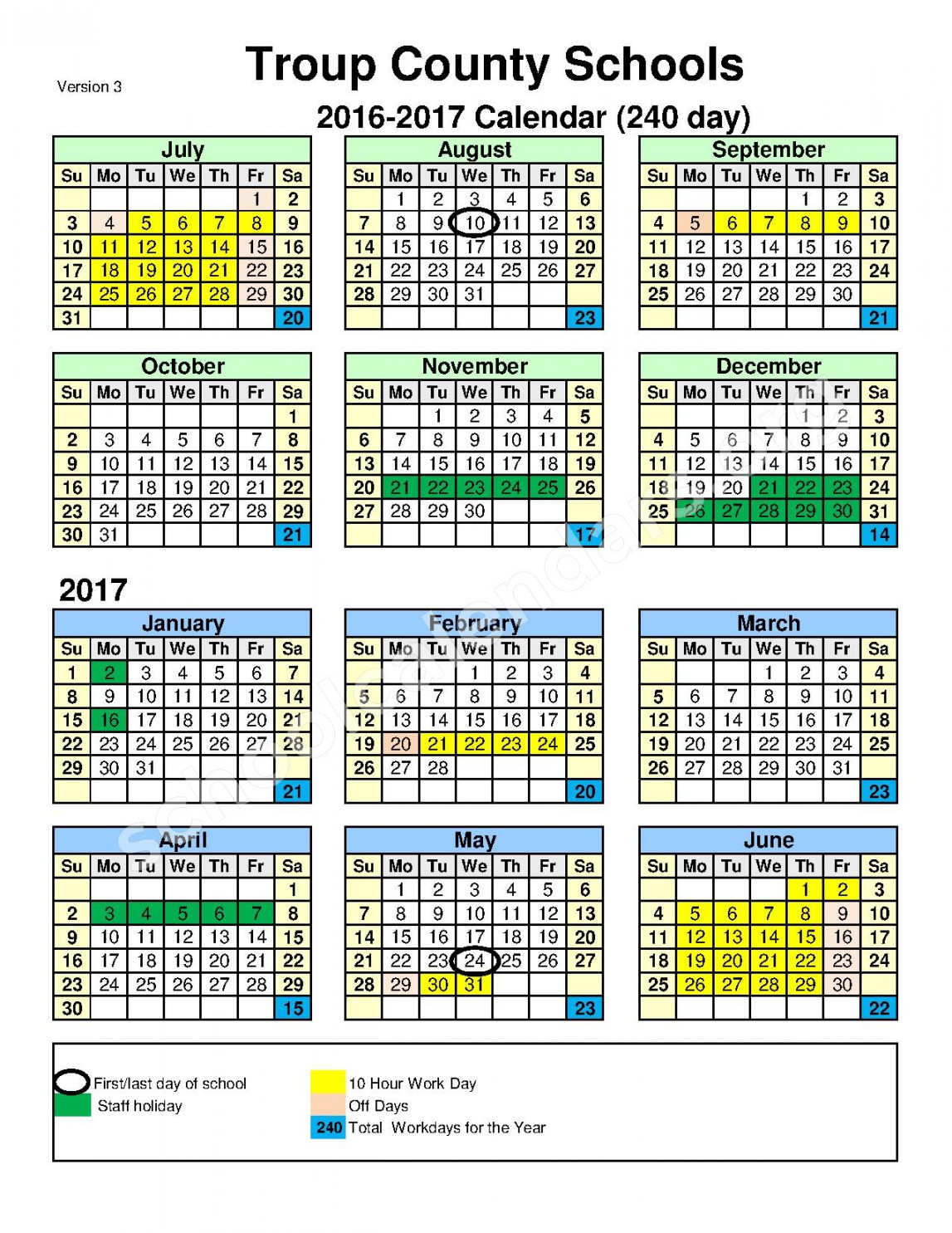 -  School Calendar  Troup County School District