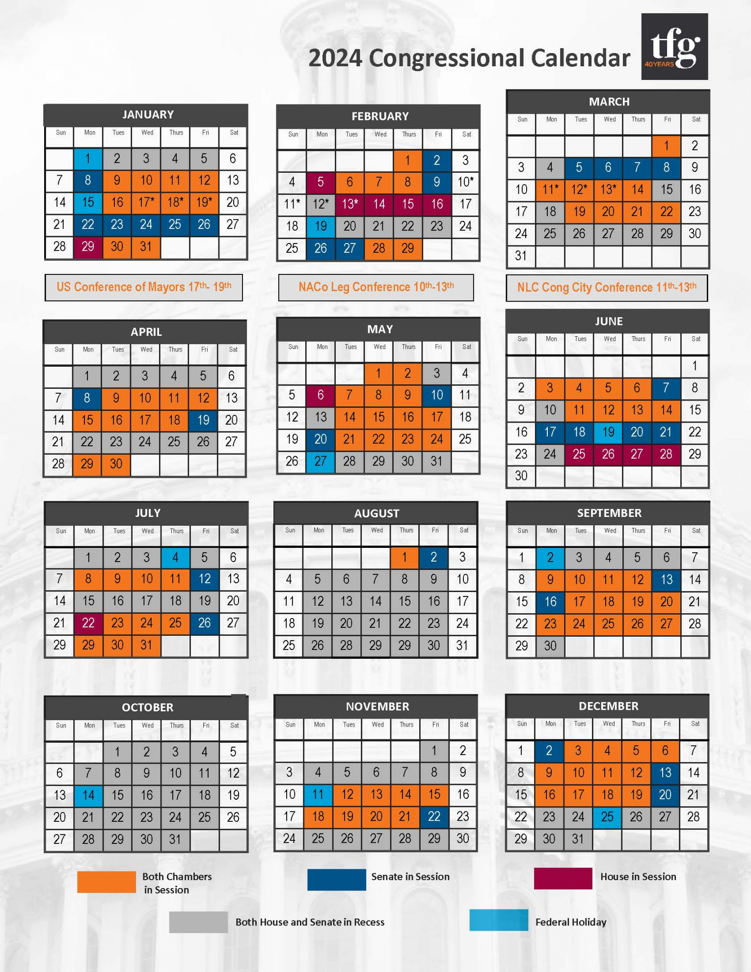 TFG Presents  Congressional Calendar