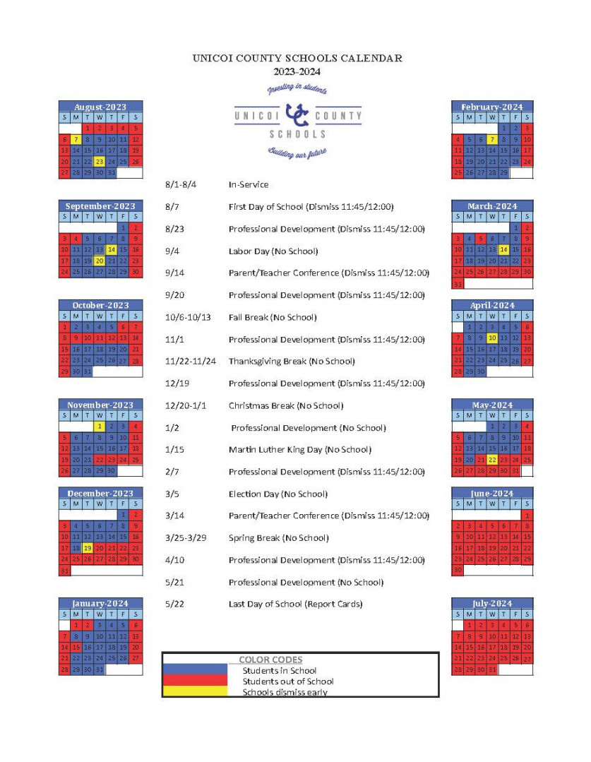 Unicoi County Schools  District Calendars