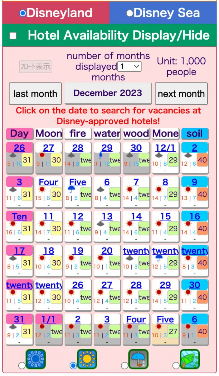 Crowd Calendars for Tokyo Disneyland & DisneySea - Disney
