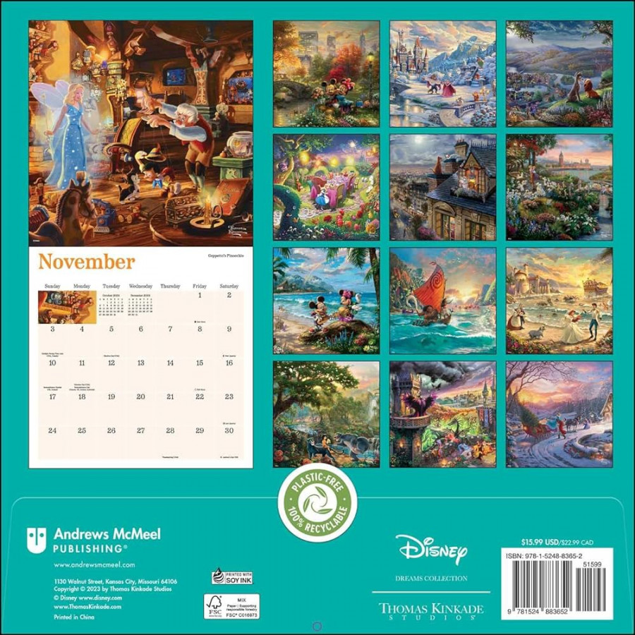 Disney Dreams Collection by Thomas Kinkade Studios:  Wall Calendar