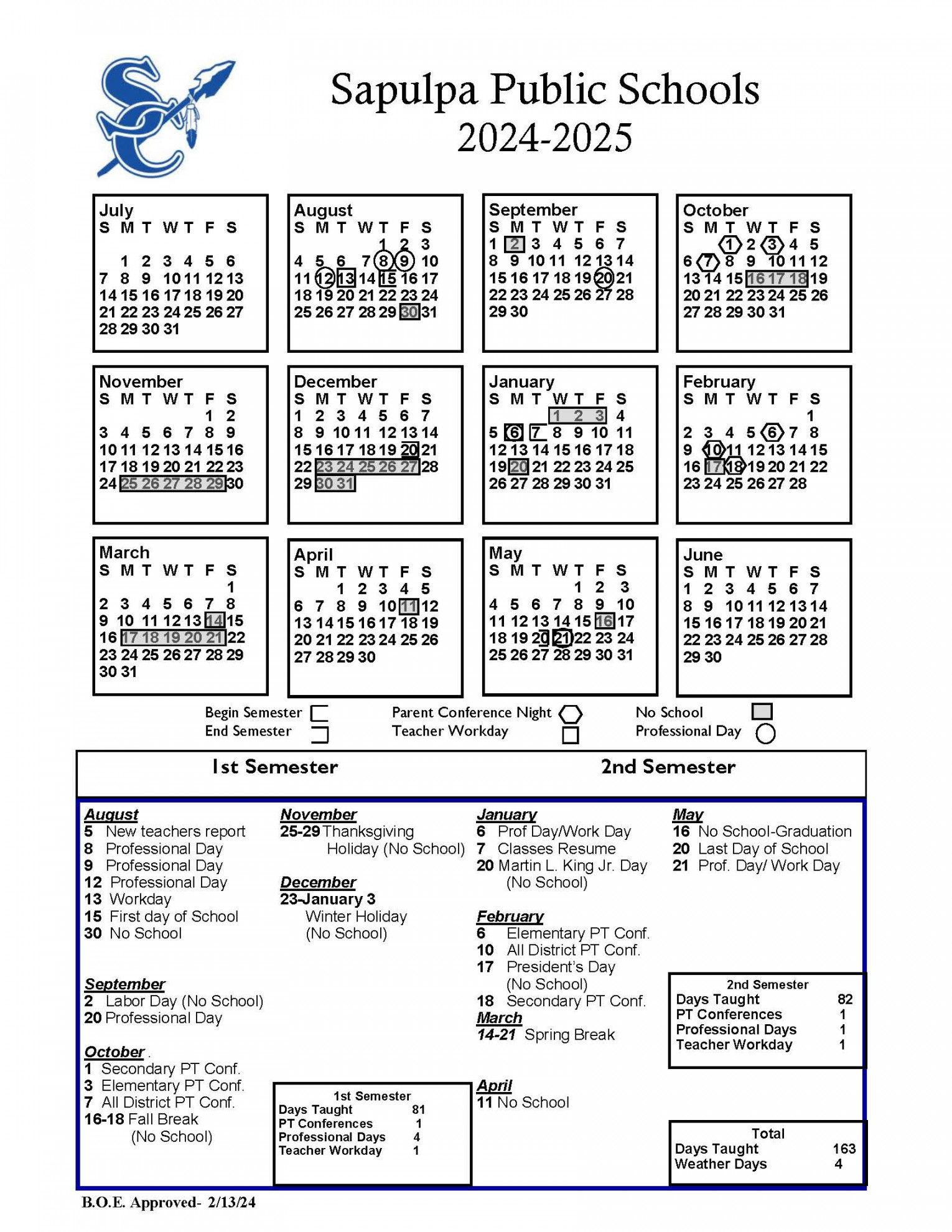- District Calendar - Sapulpa Public Schools