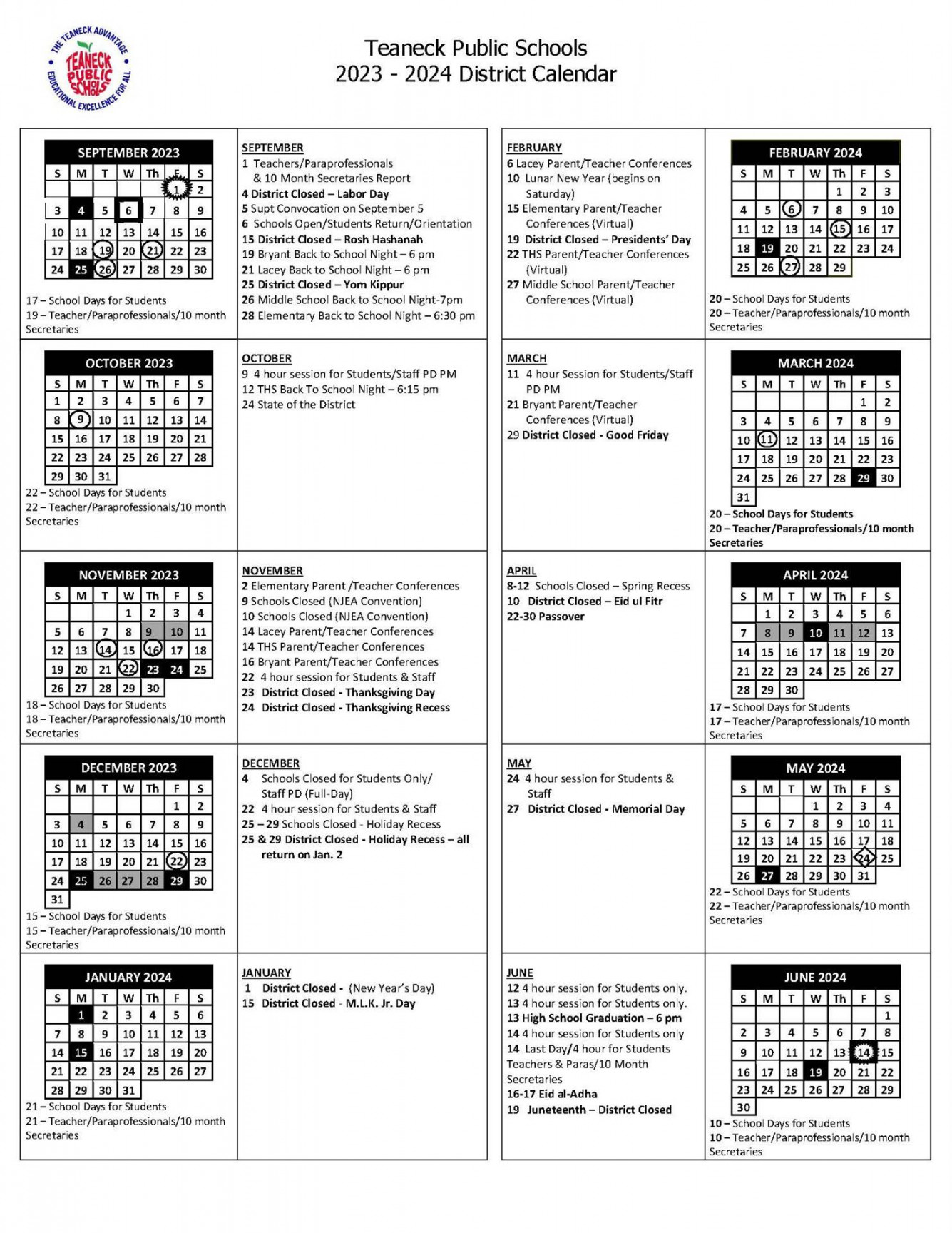 District Calendar