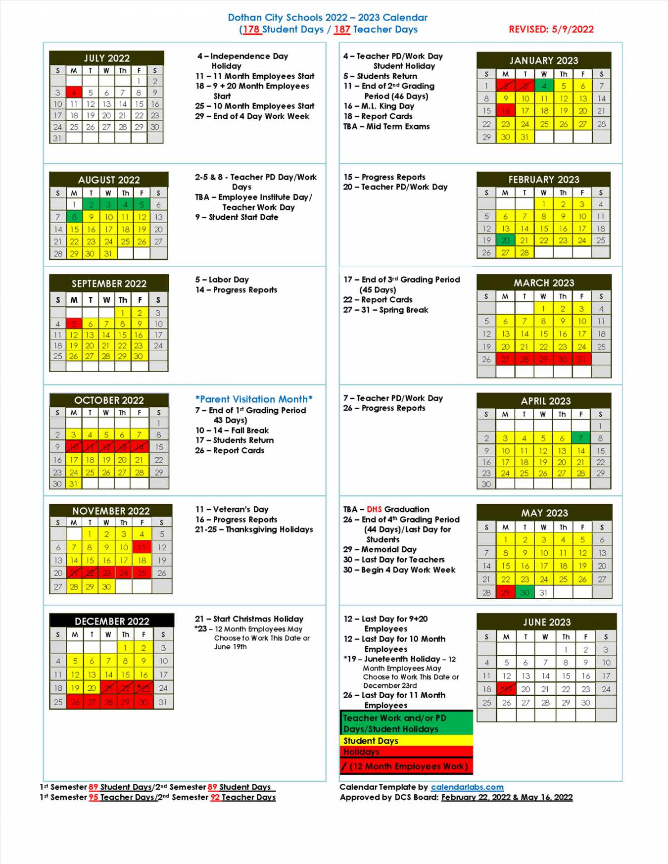 Dothan City Schools Releases - School Calendar