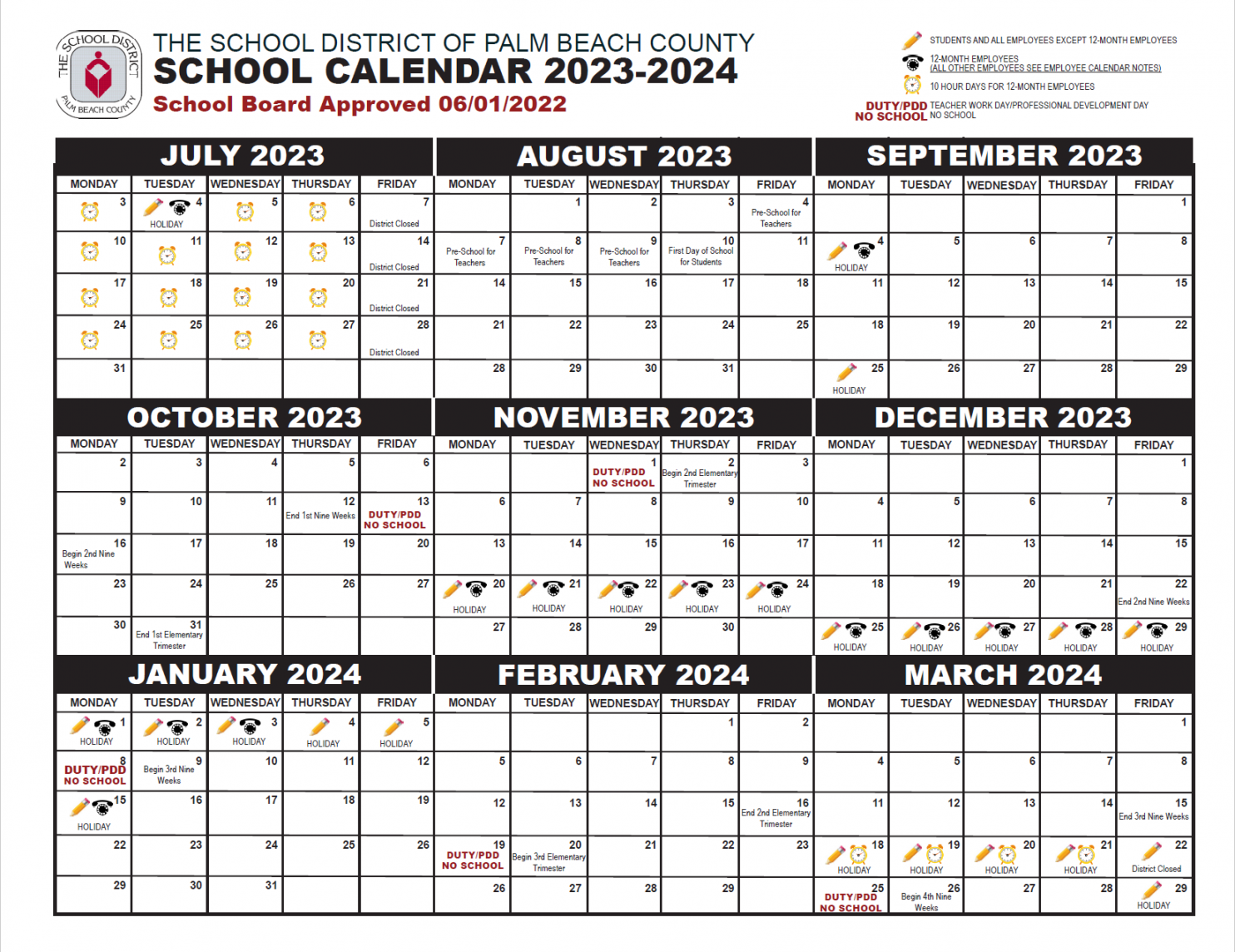 Palm Beach County School Calendar -