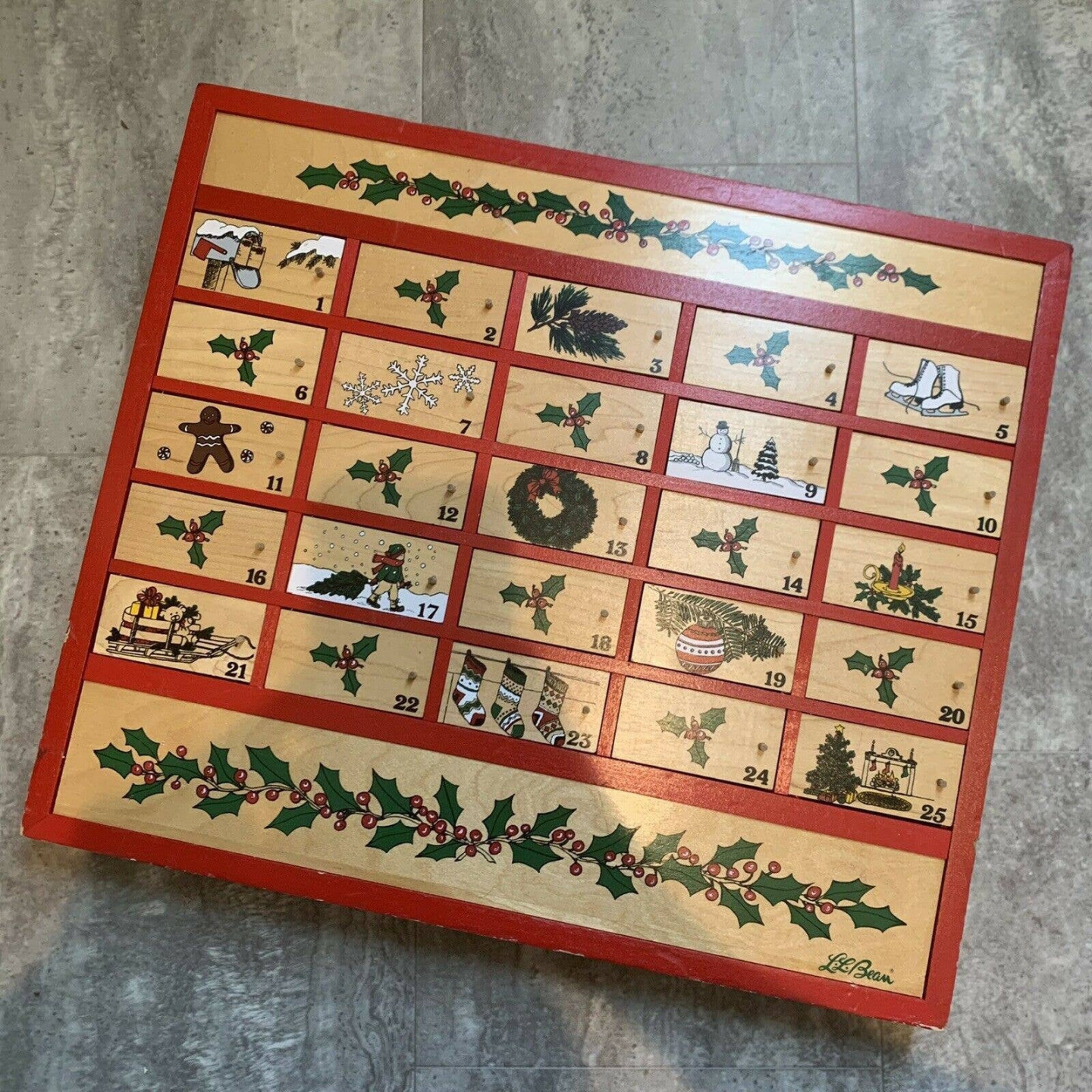 RARE Vintage LL Bean Wooden Christmas Advent Calendar, Vintage