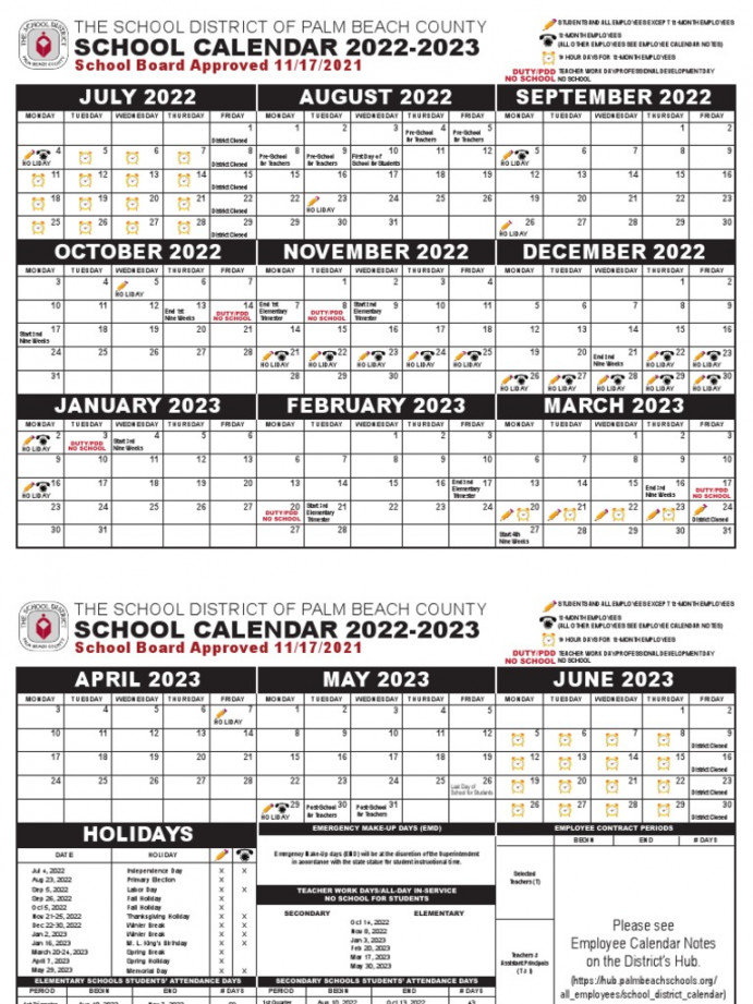 School District of Palm Beach County - Academic Calendar