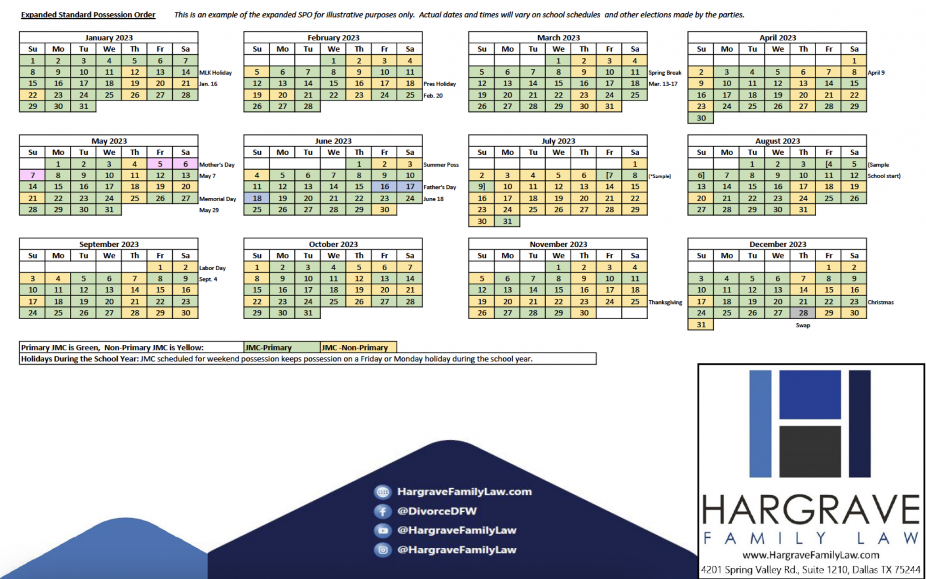 Texas Standard Possession Calendar - Hargrave Family Law