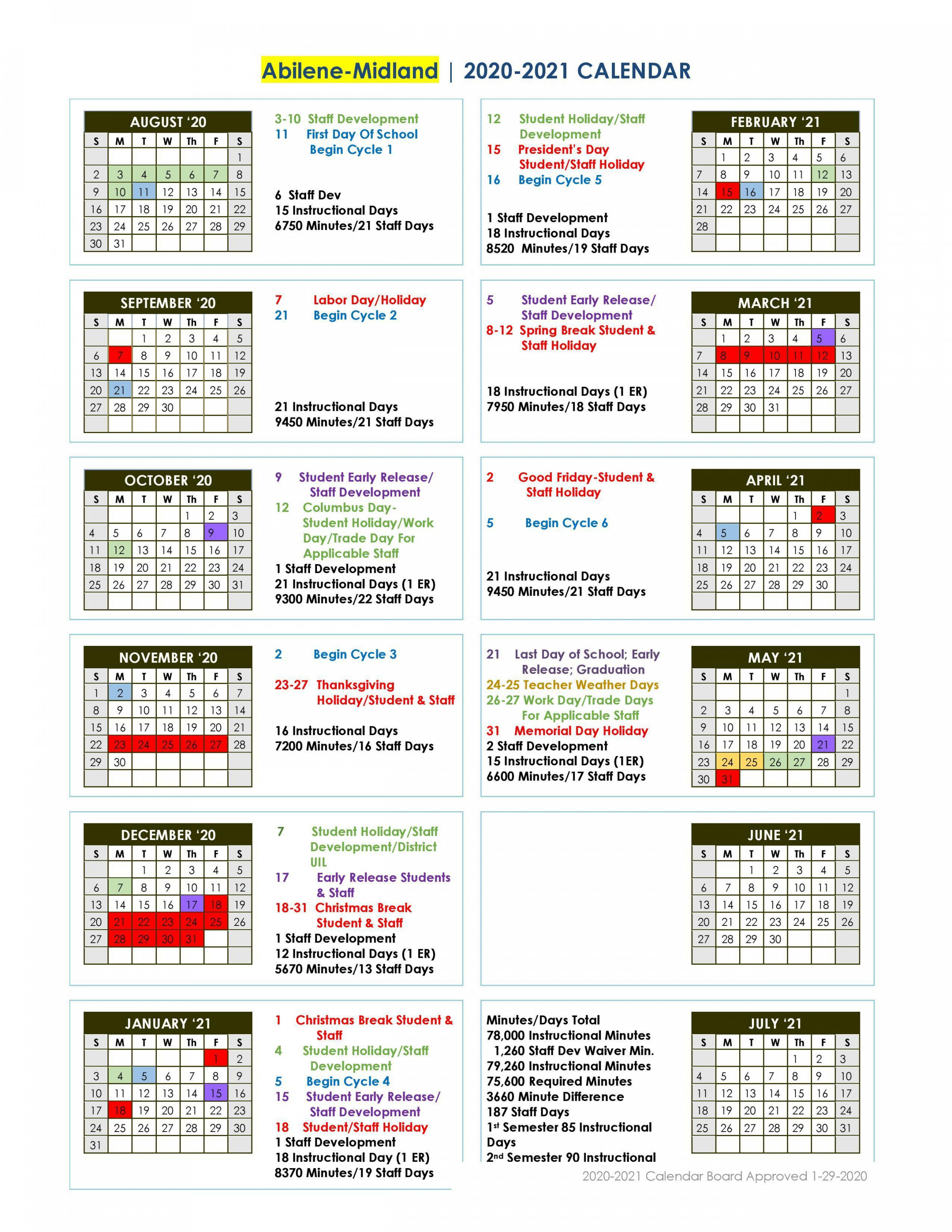 TLCA School Board Approves the - School Calendar  Texas