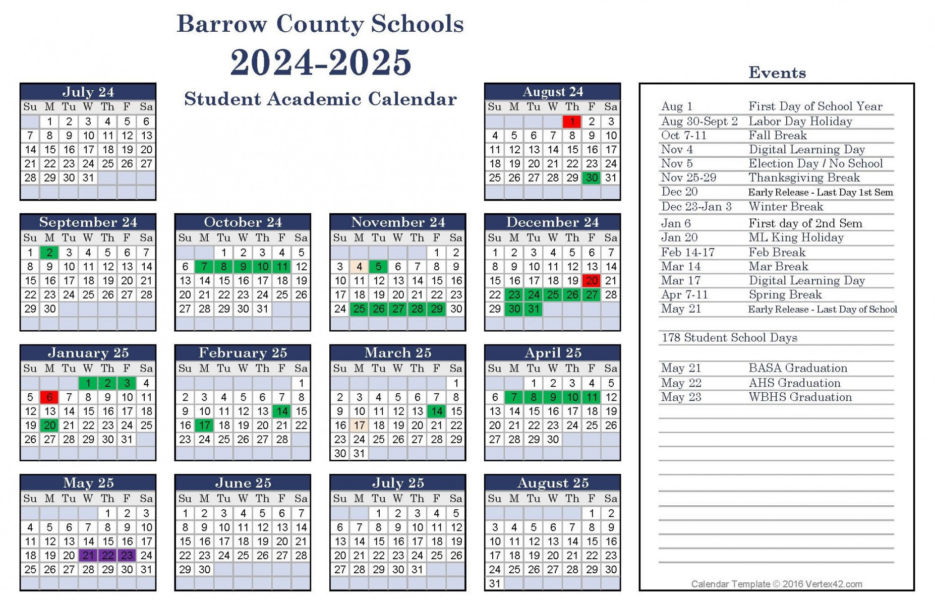 - & 20- Student Calendars  Russell Middle School