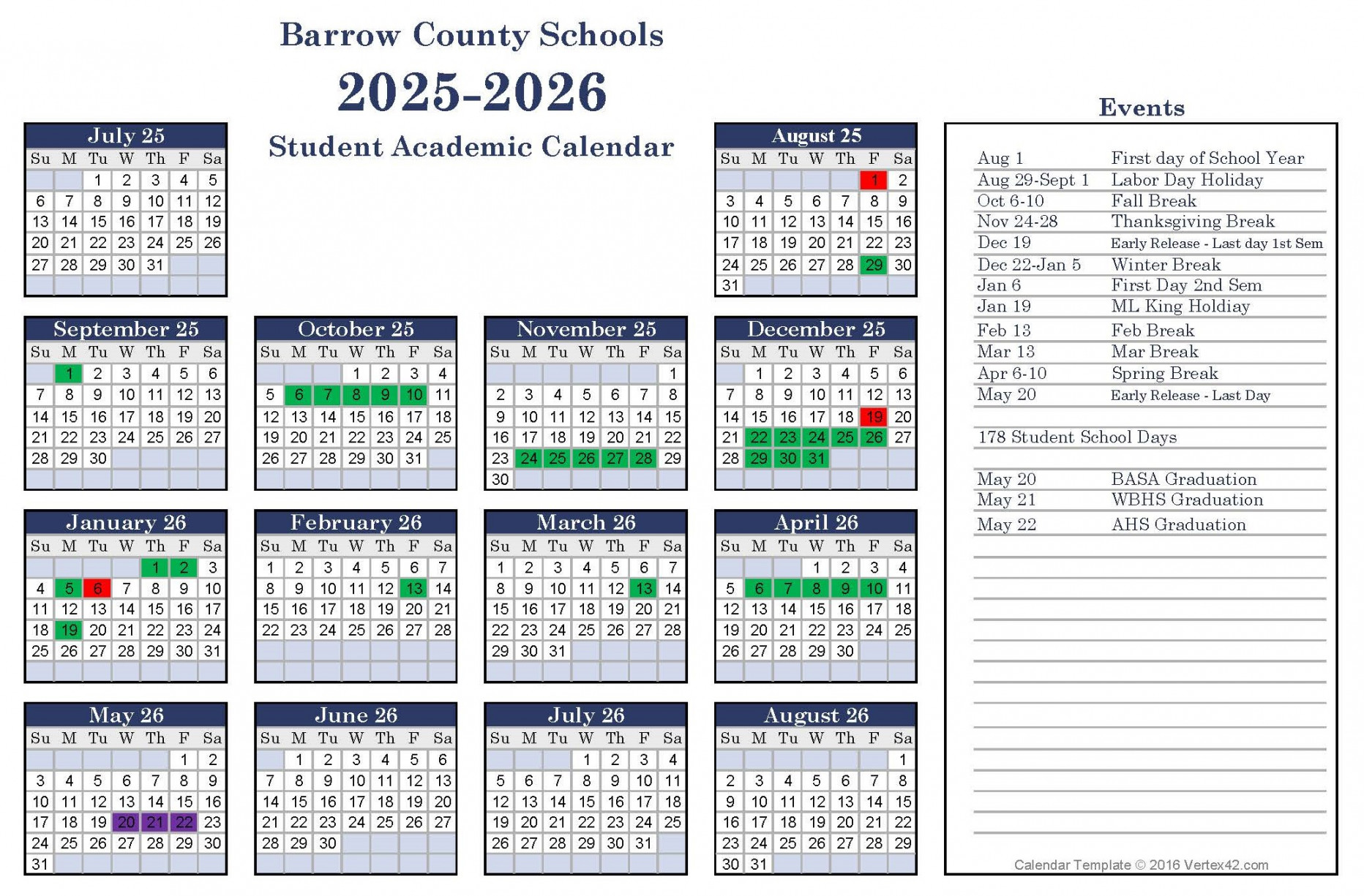 - & 20- Student Calendars  Russell Middle School