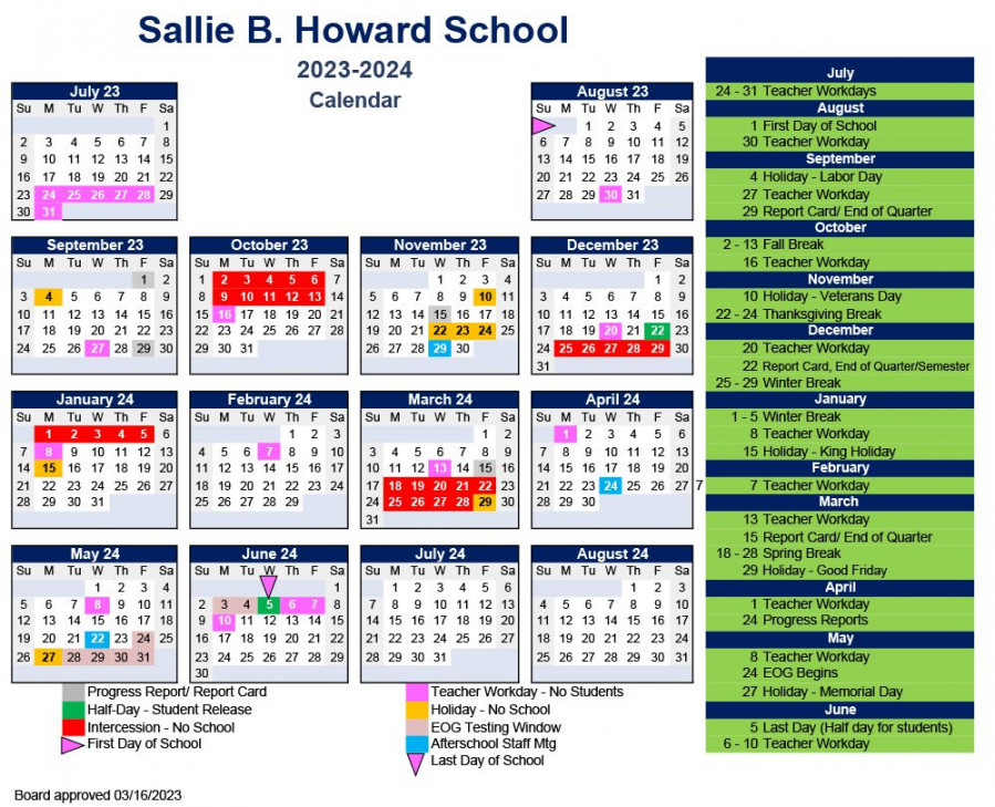 Calendar - Sallie B Howard School  Public Charter School  Wilson, NC