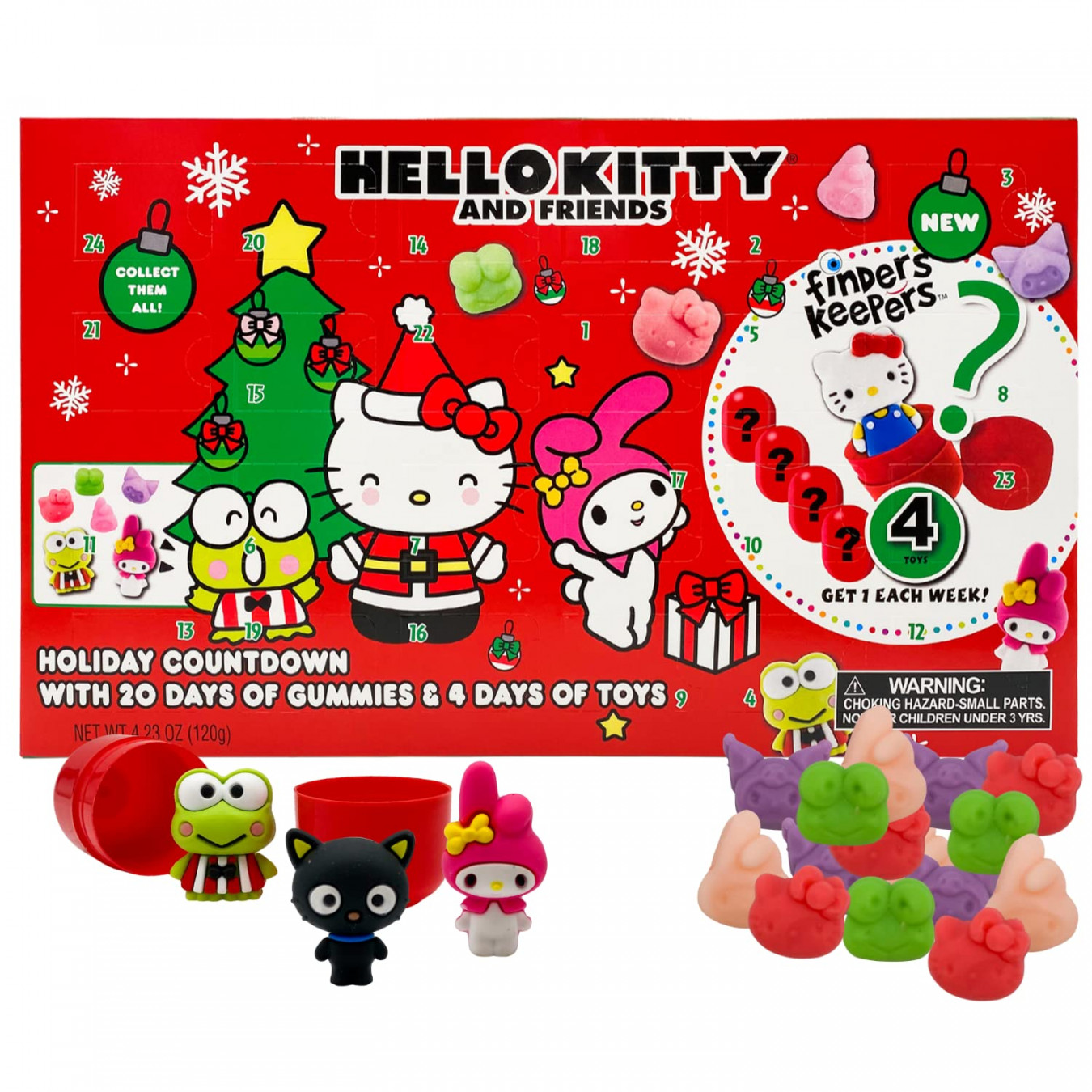 Galerie Hello Kitty Finders Keepers Advent Calendar,  Countdown to  Christmas with Gummy Candies and Toys,  Days