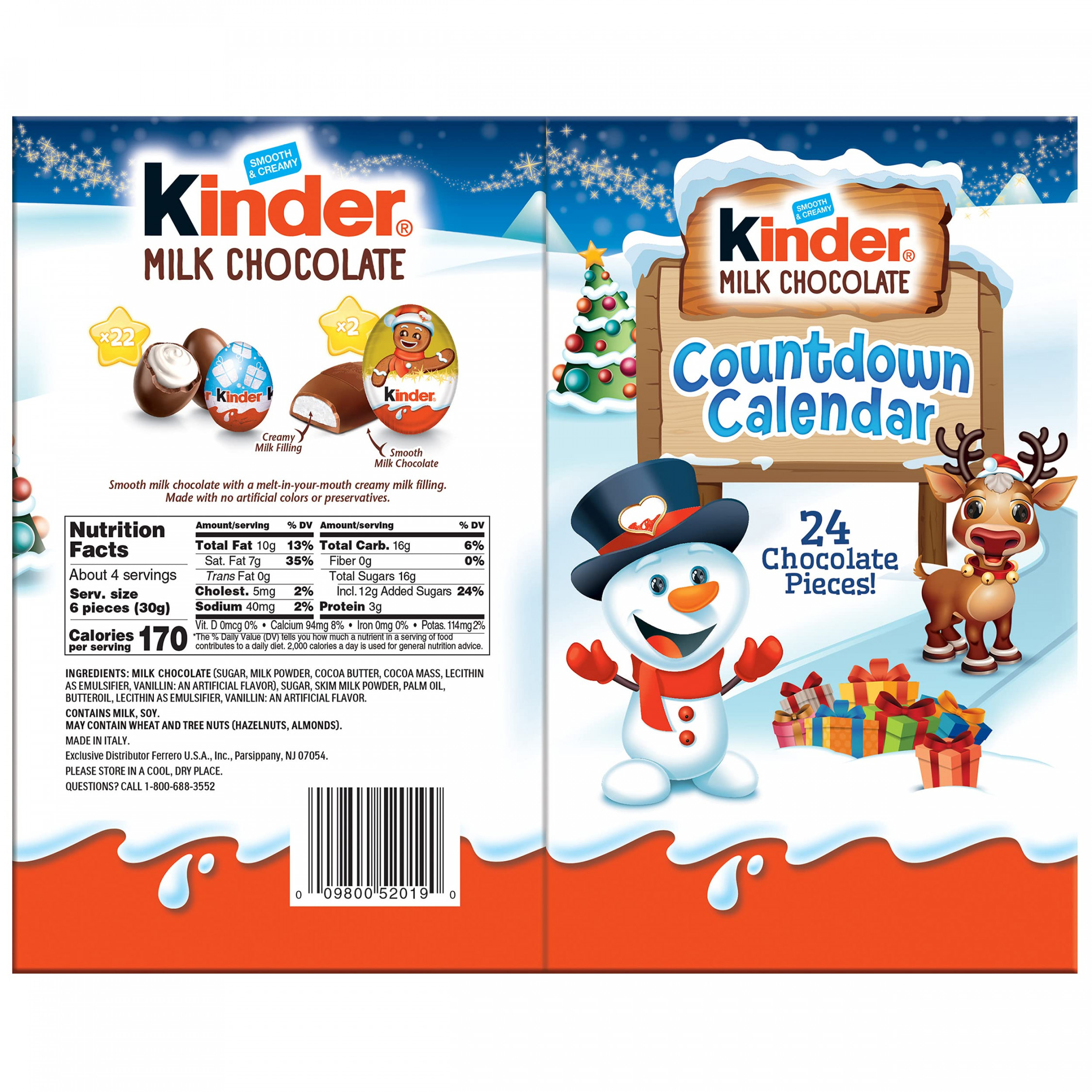 Kinder Joy Holiday Advent Calendar, Chocolate Candy Holiday Treats Inside,  Perfect Holiday Gift Box,  g,  Count