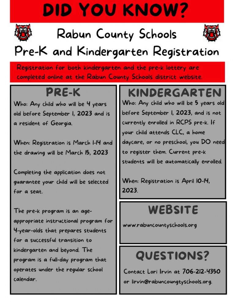 Rabun County Schools Pre-K Registration ends March th - Sky .