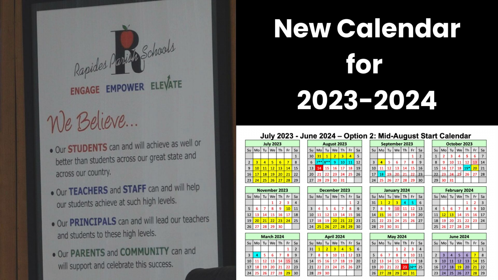 Rapides Parish School Board adopts Mid-August Start Calendar for -