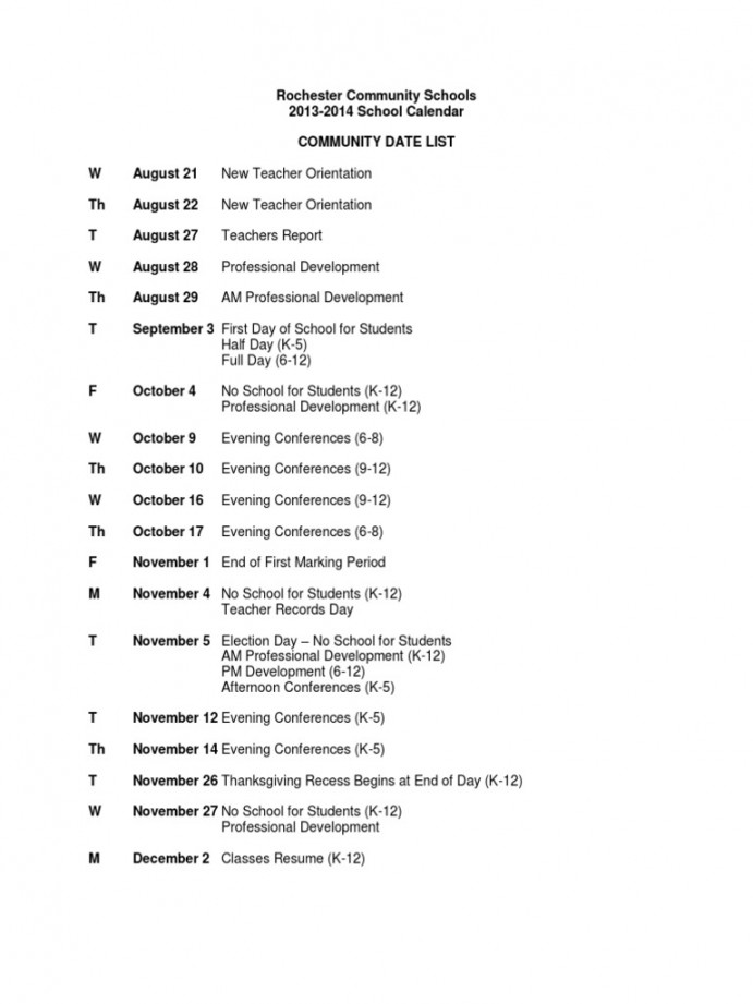 - Rochester Community Schools Calendar  PDF  Academic Term