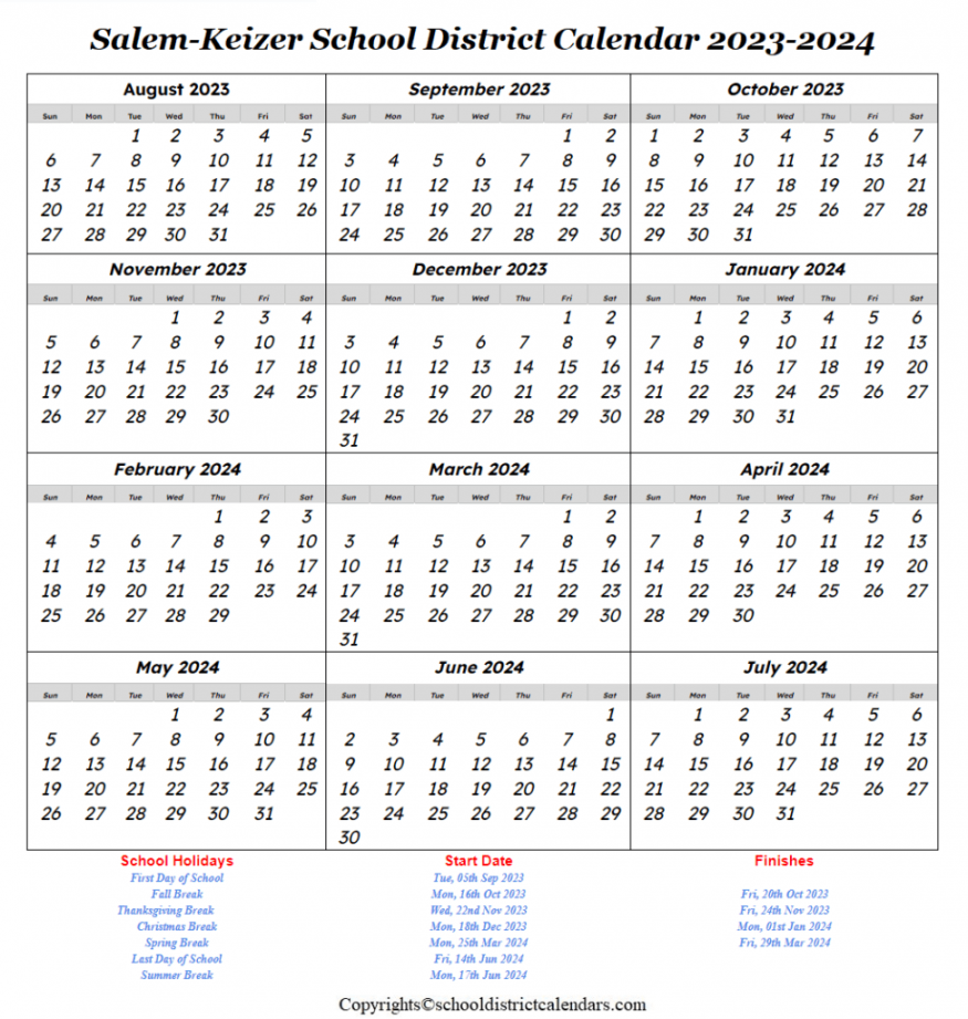 Salem Keizer Calendar
