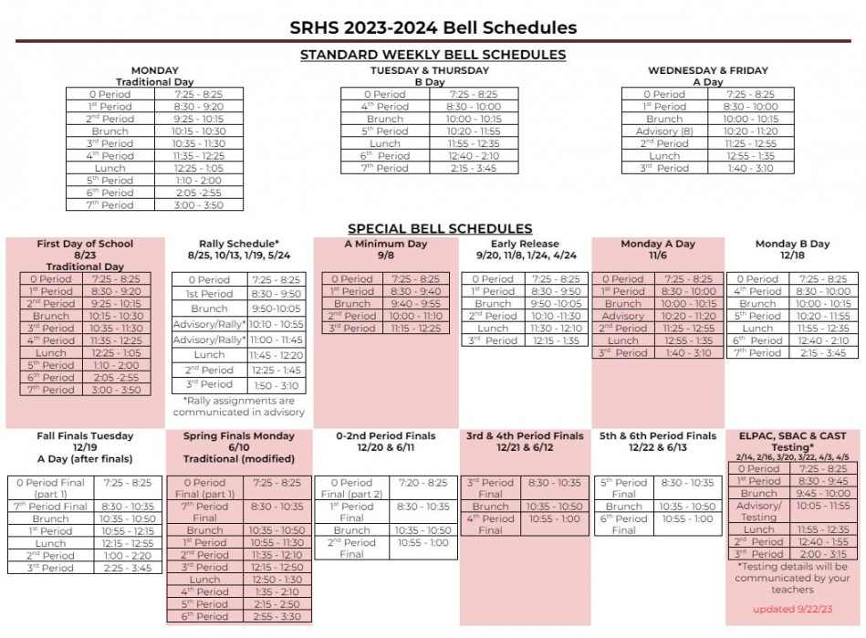 San Rafael High School - Bell Schedule
