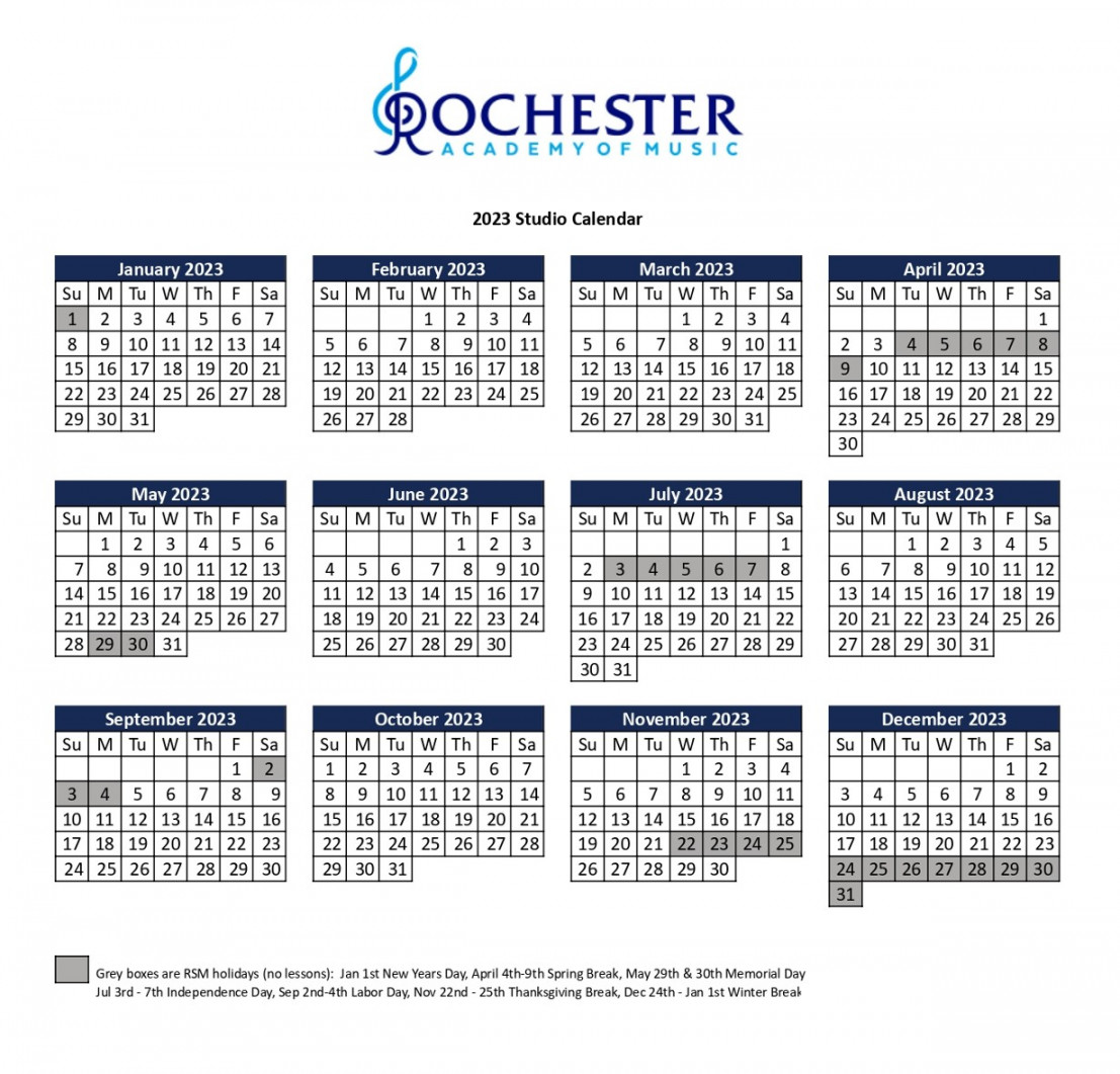 School Calendar - Rochester Academy of Music