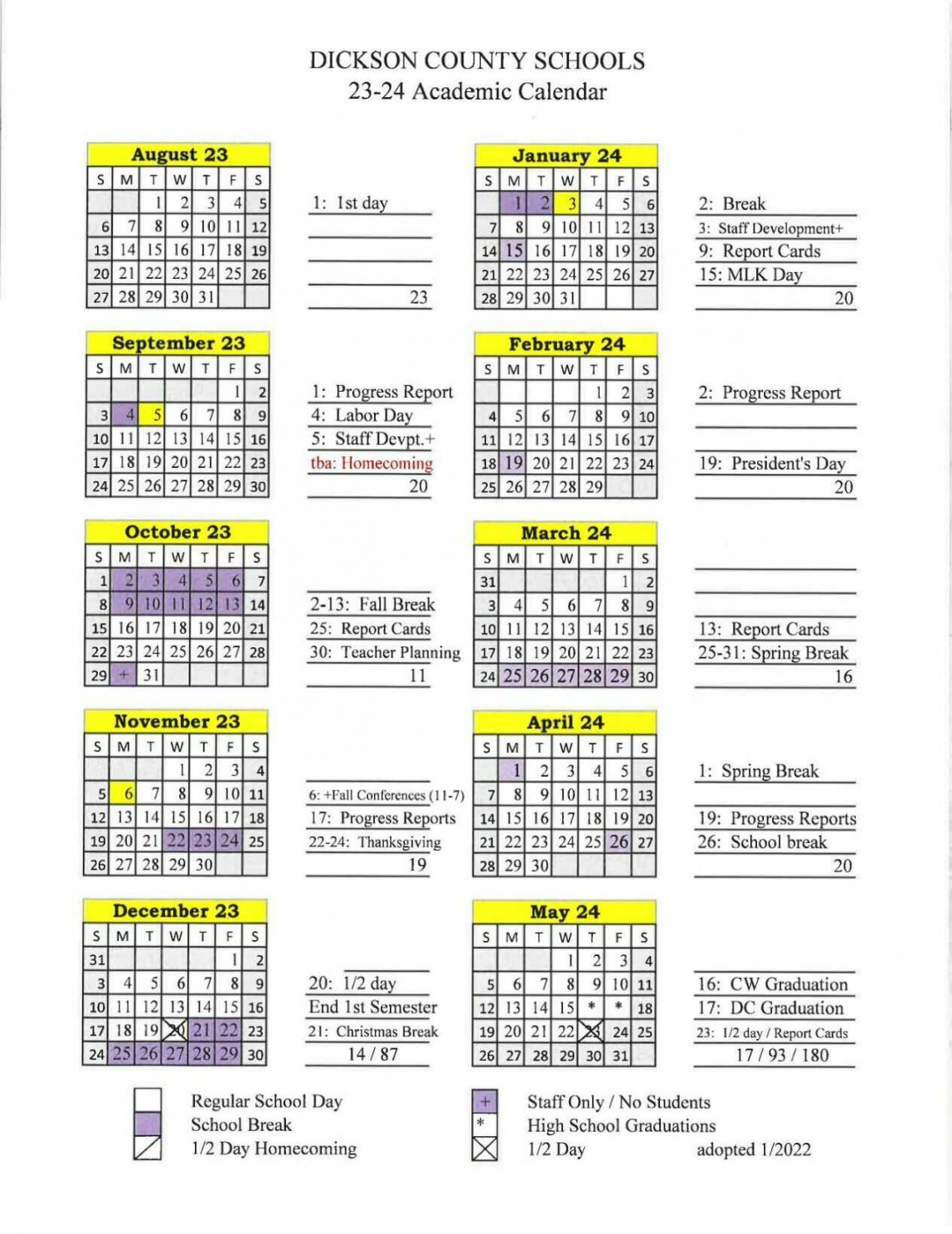 Schools release - calendar - Main Street Media of Tennessee
