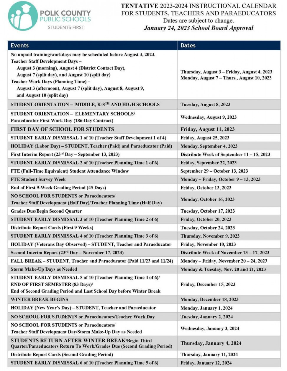 Back To School: Polk County - School Calendar  Lakeland, FL