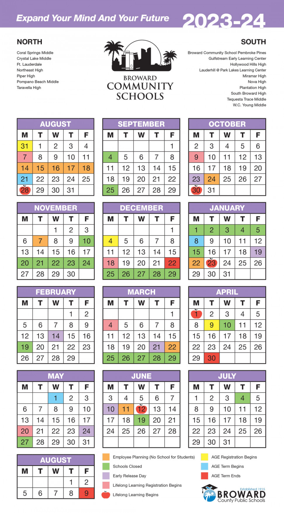 Broward Community Schools Calendar  School Terms and Holidays