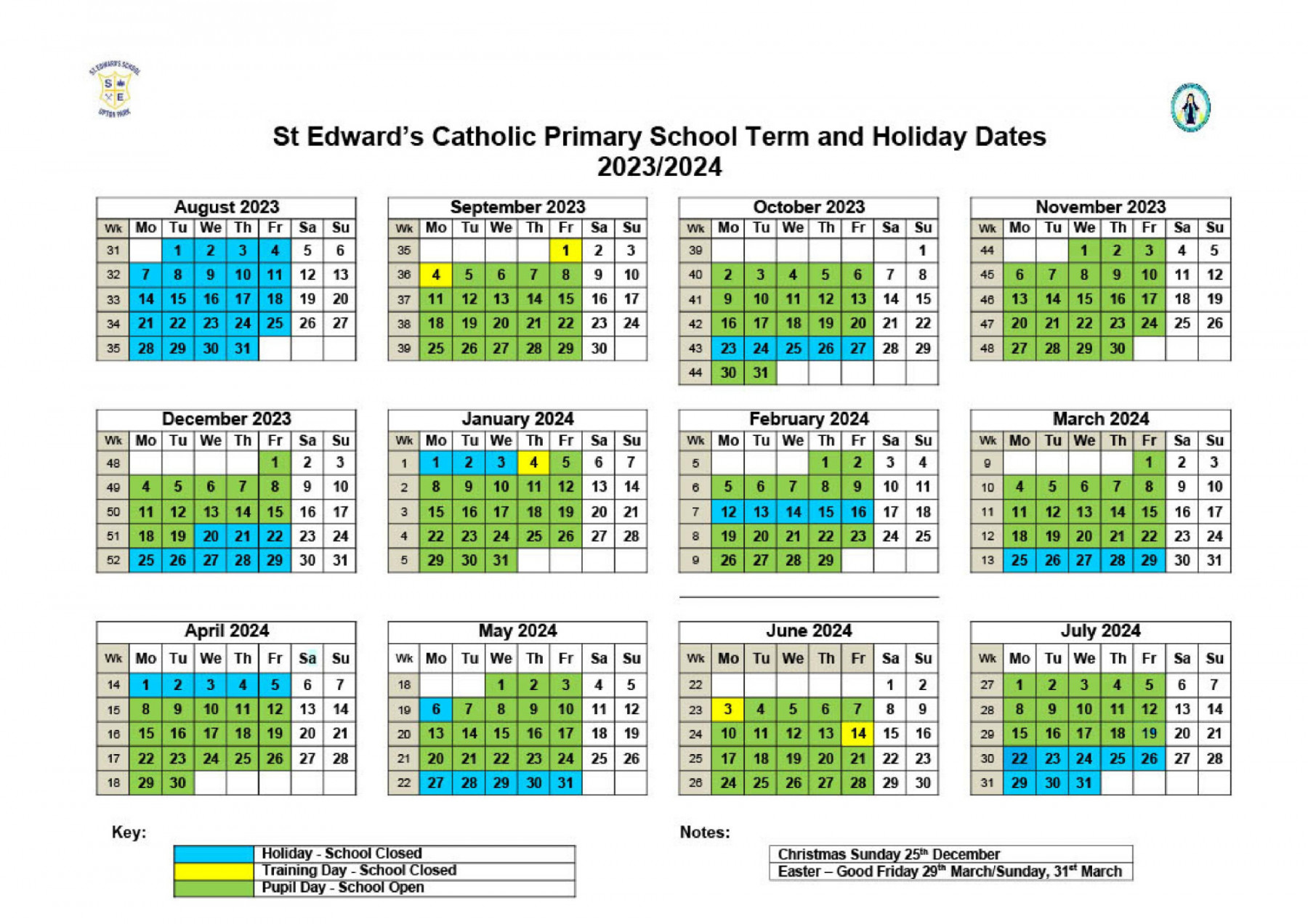 Calendar & Term Dates - St Edward