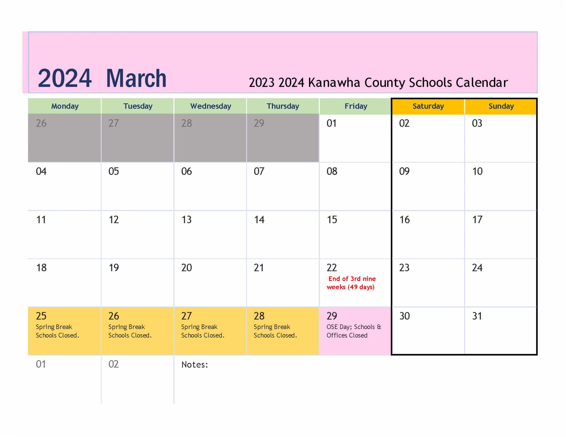 Calendar - Kanawha County Schools