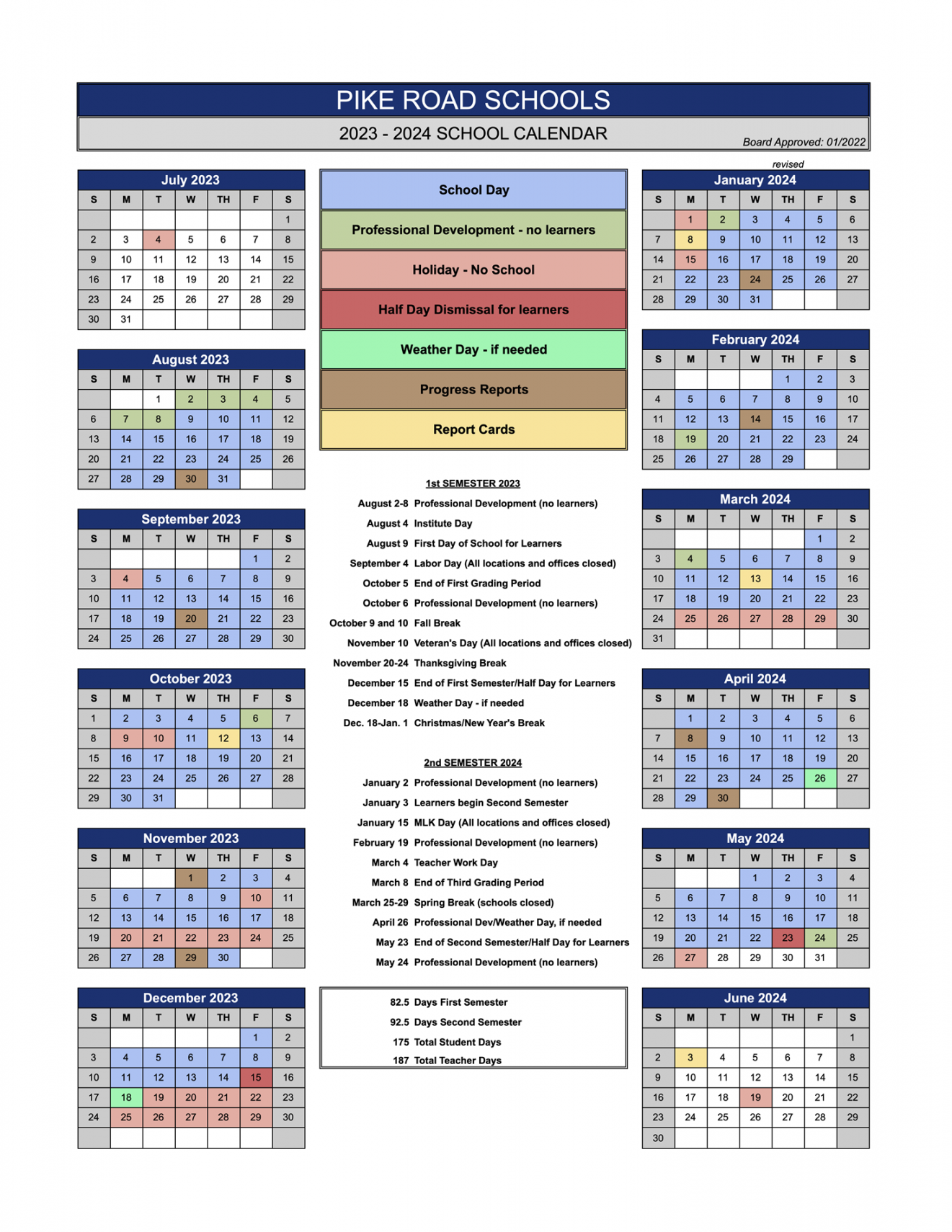 Calendar - Pike Road Schools