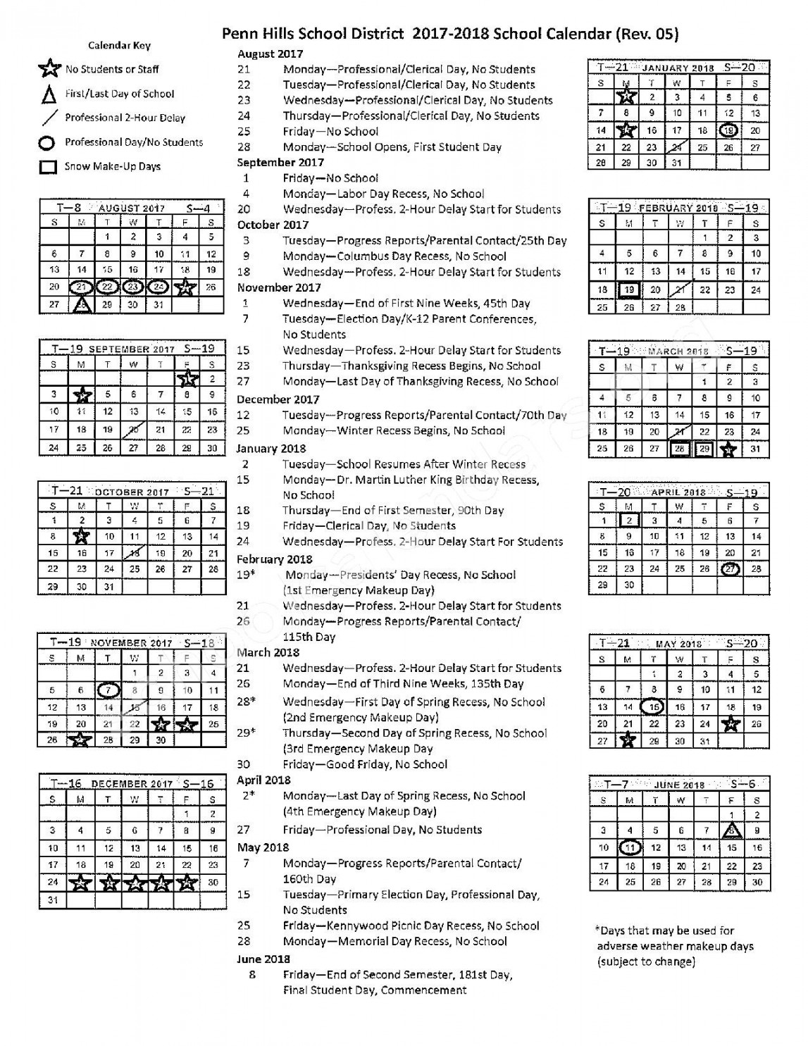 Penn Hills School District Calendars – Pittsburgh, PA