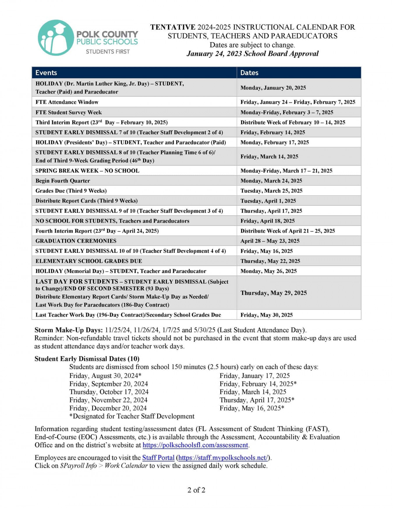 - Polk County Schools Calendar: Public, Charter, Private