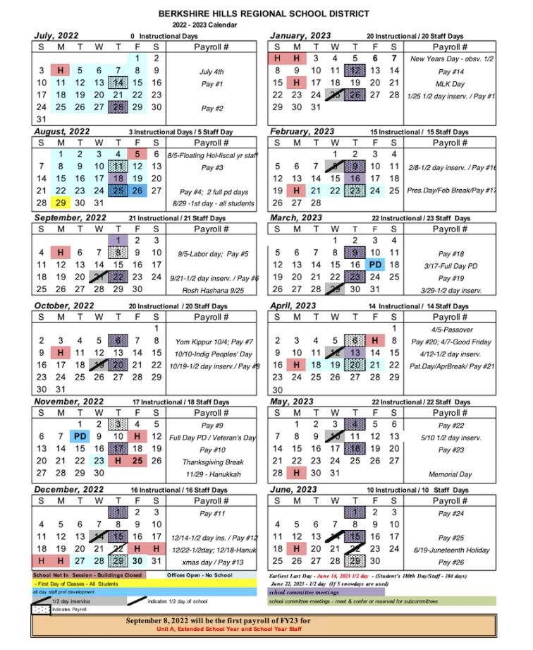 School Calendar - – Berkshire Hills Regional School District