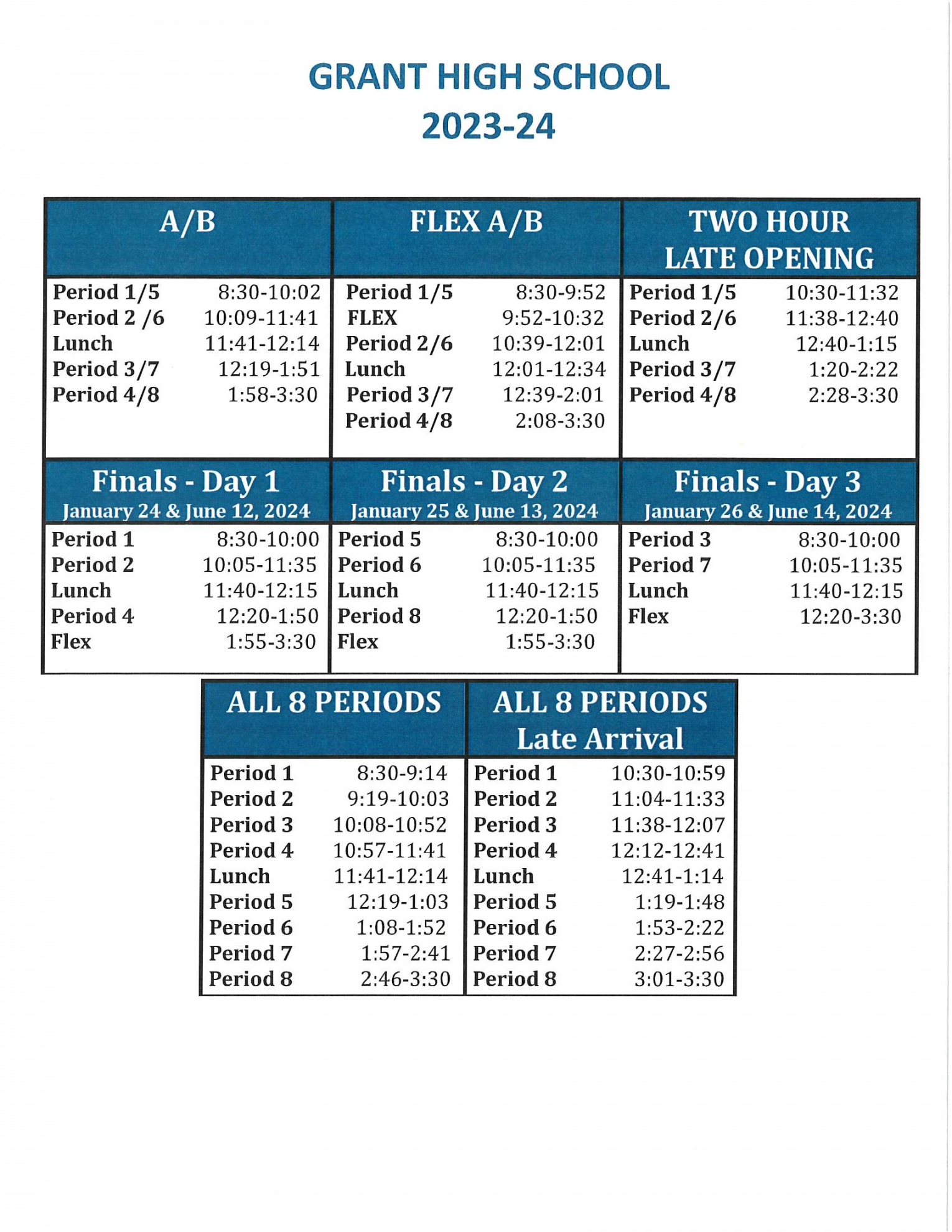 School Schedule / School Bell Schedule/Calendar -