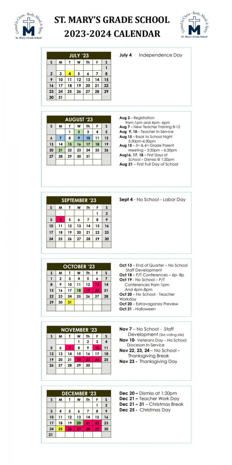 School Year Calendar - St
