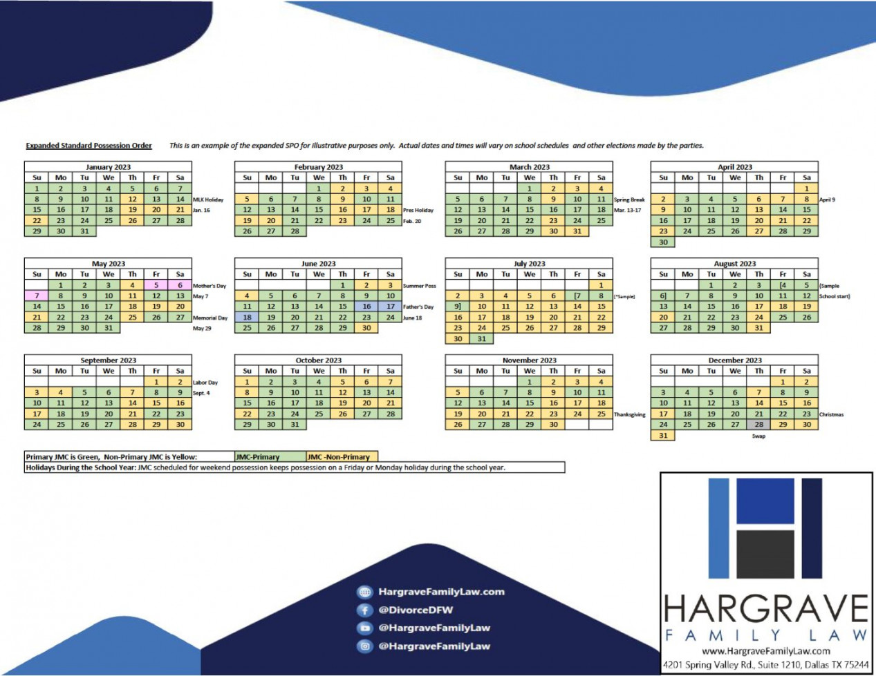 Standard Possession Calendar